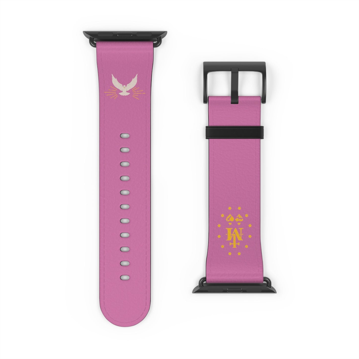 Pink Miraculous Medal AppleWatch Band Series 9/8/7/6/5/4/3/2/1/SE/Ultra, Apple WatchBand 38mm, Apple WatchBand 42mm, Catholic Gift