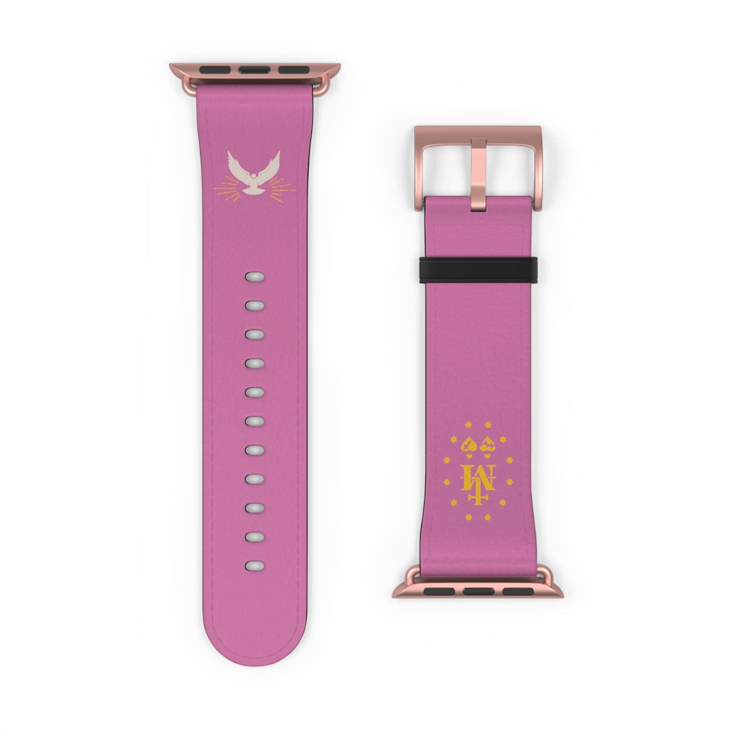 Pink Miraculous Medal AppleWatch Band Series 9/8/7/6/5/4/3/2/1/SE/Ultra, Apple WatchBand 38mm, Apple WatchBand 42mm, Catholic Gift