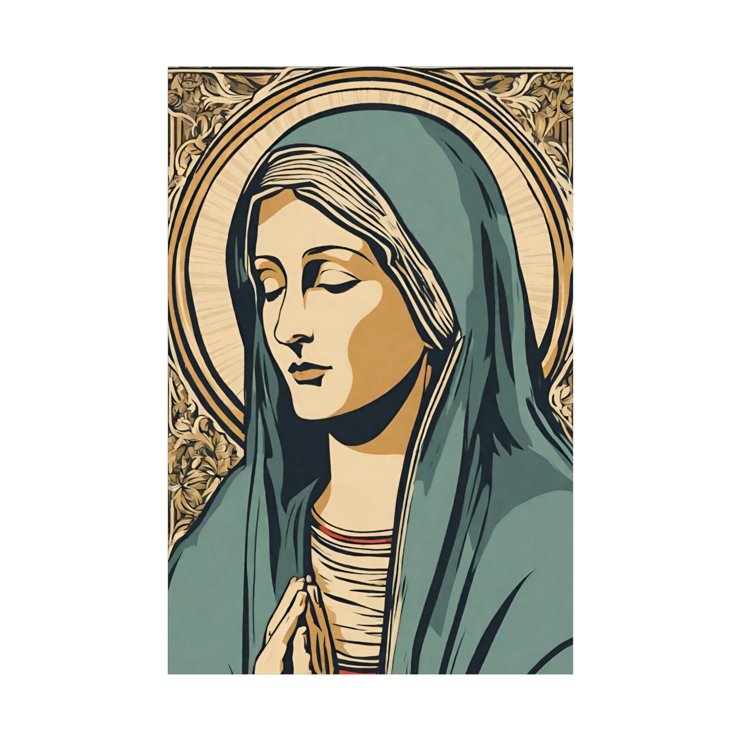 Vintage Virgin Mary Poster, Blessed Virgin Mary Art, Retro Catholic Art, Premium Wall Art, Vintage Catholic Gifts