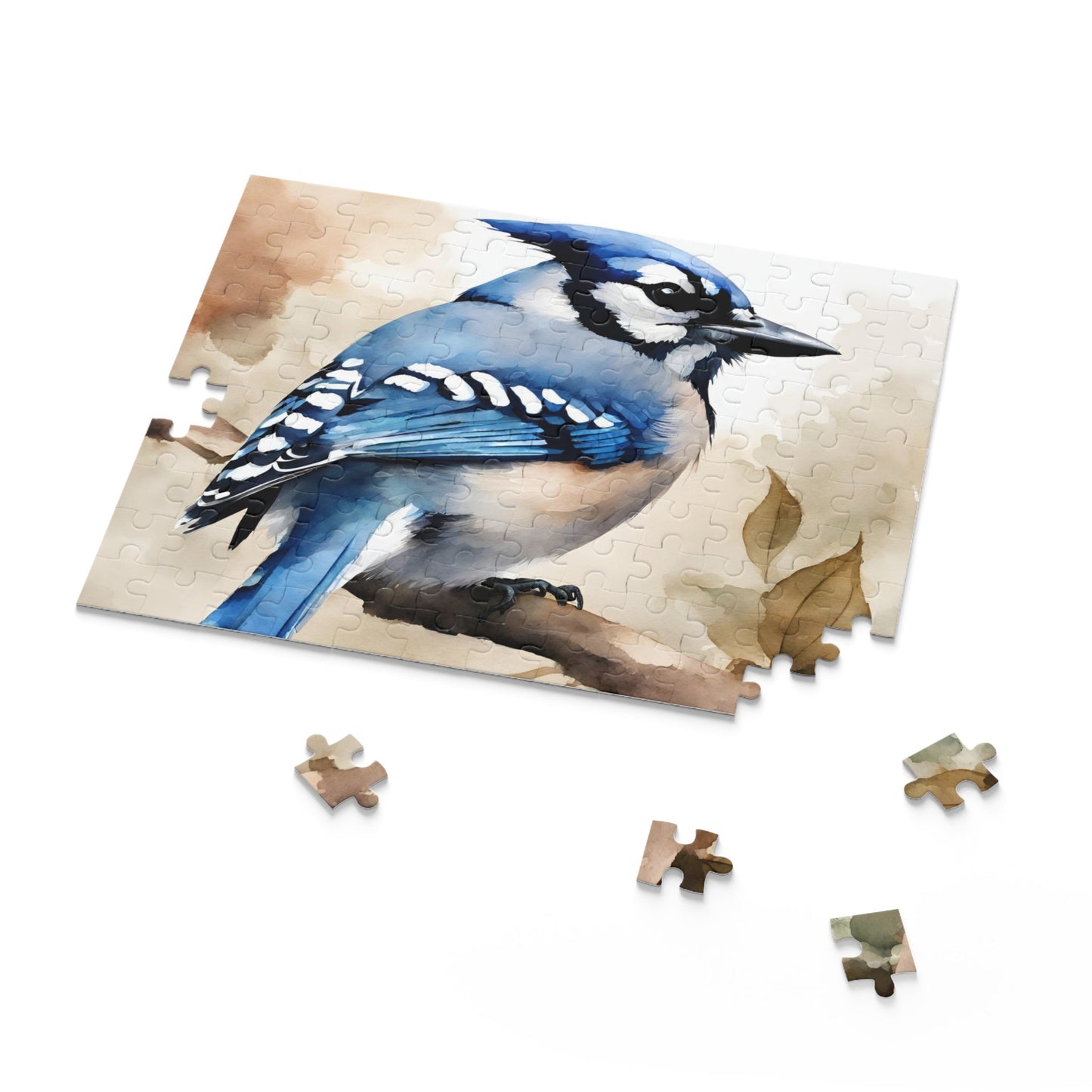 Blue Jay Bird Puzzle, Watercolor Jigsaw Puzzle, Games for Catholic Kids, Wholesome Family Activity