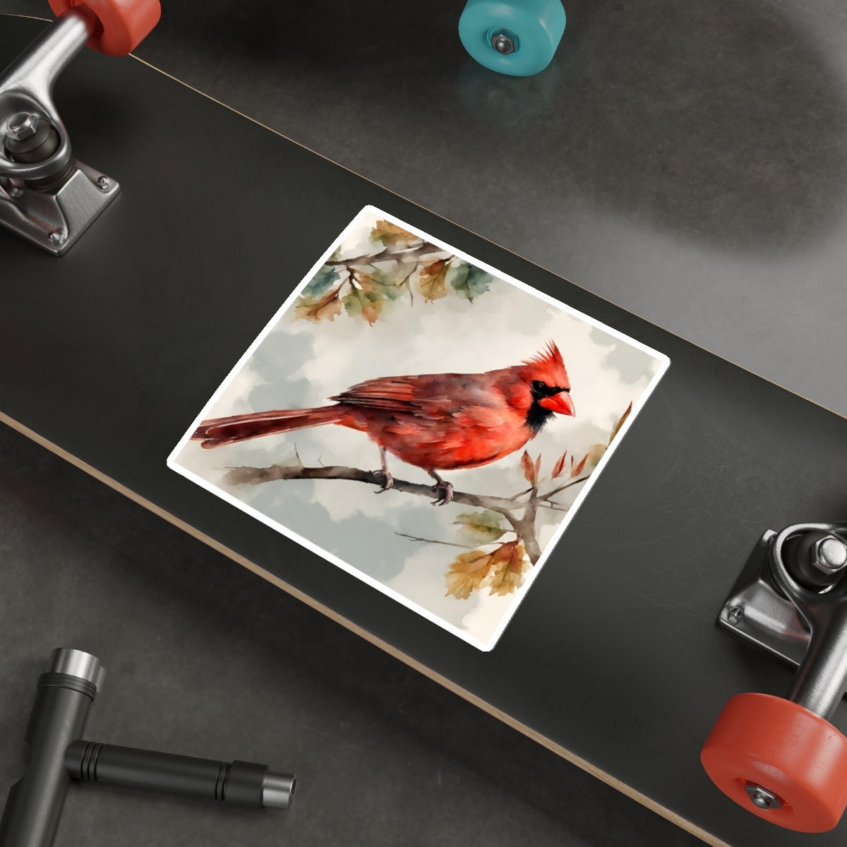 Cardinal Water Resistant Sticker, Durable and Weatherproof Sticker, Handmade Bird Sticker, Best Matte Finish Sticker, Bird Stickers
