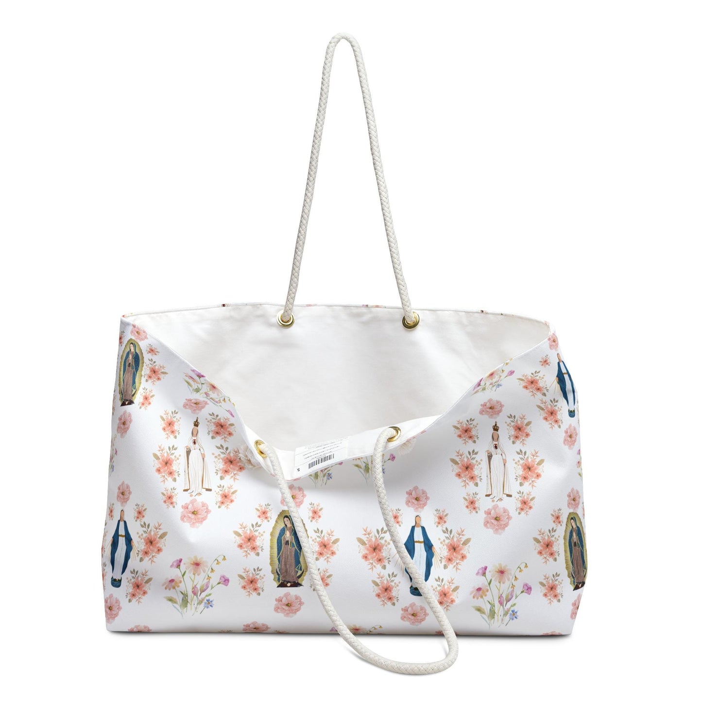 Marian Weekender Bag, Blessed Virgin Mary Travel Tote, Catholic Overnight Bag, Blessed Mother Duffle Bag, Catholic Weekend Bag