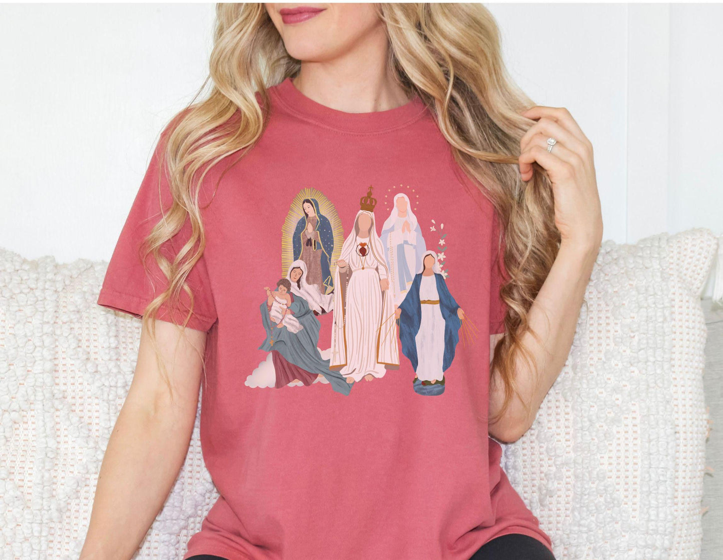 Virgin Mary Catholic T-Shirt, Comfort Colors Tee, Catholic Women Gifts, Marian Catholic T Shirt, Blessed Mother Top, Our Lady of Guadalupe