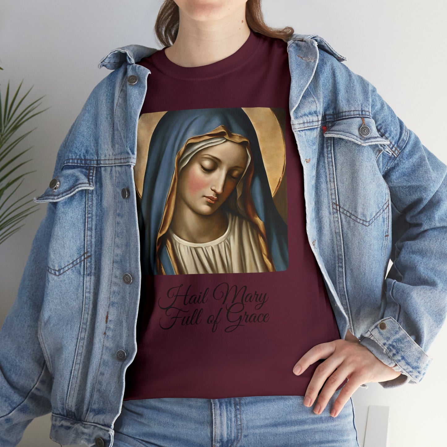 Blessed Virgin Mary Cotton Tee, Comfort Color Lightweight T-Shirt, Regular Round Neck T-Shirt, T-Shirt for Unisex, Short Sleeve TShirt