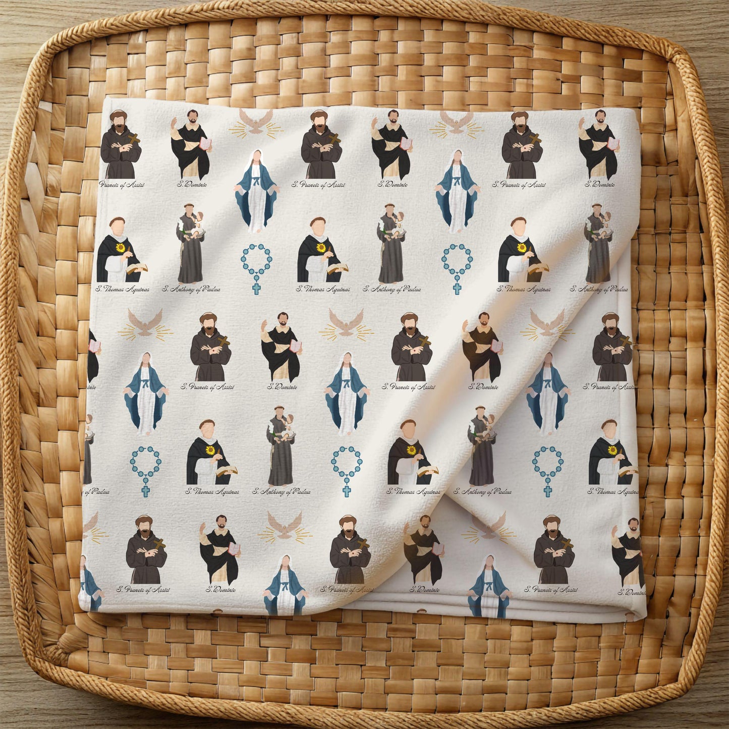 Catholic Saints Blanket, Soft Winter Throw, Cozy Saints Blanket, Catholic Gift for Kids, Super Soft Blanket, Velveteen Blanket for Mom