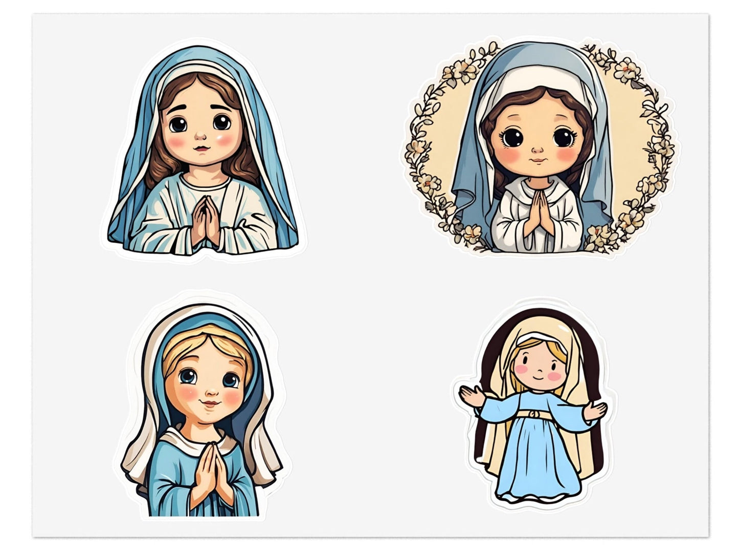 Set of 4 Virgin Mary Vinyl Stickers, Catholic Sticker Sheet for Kids, Marian Stationary, Catholic Crafts, First Communion Gifts