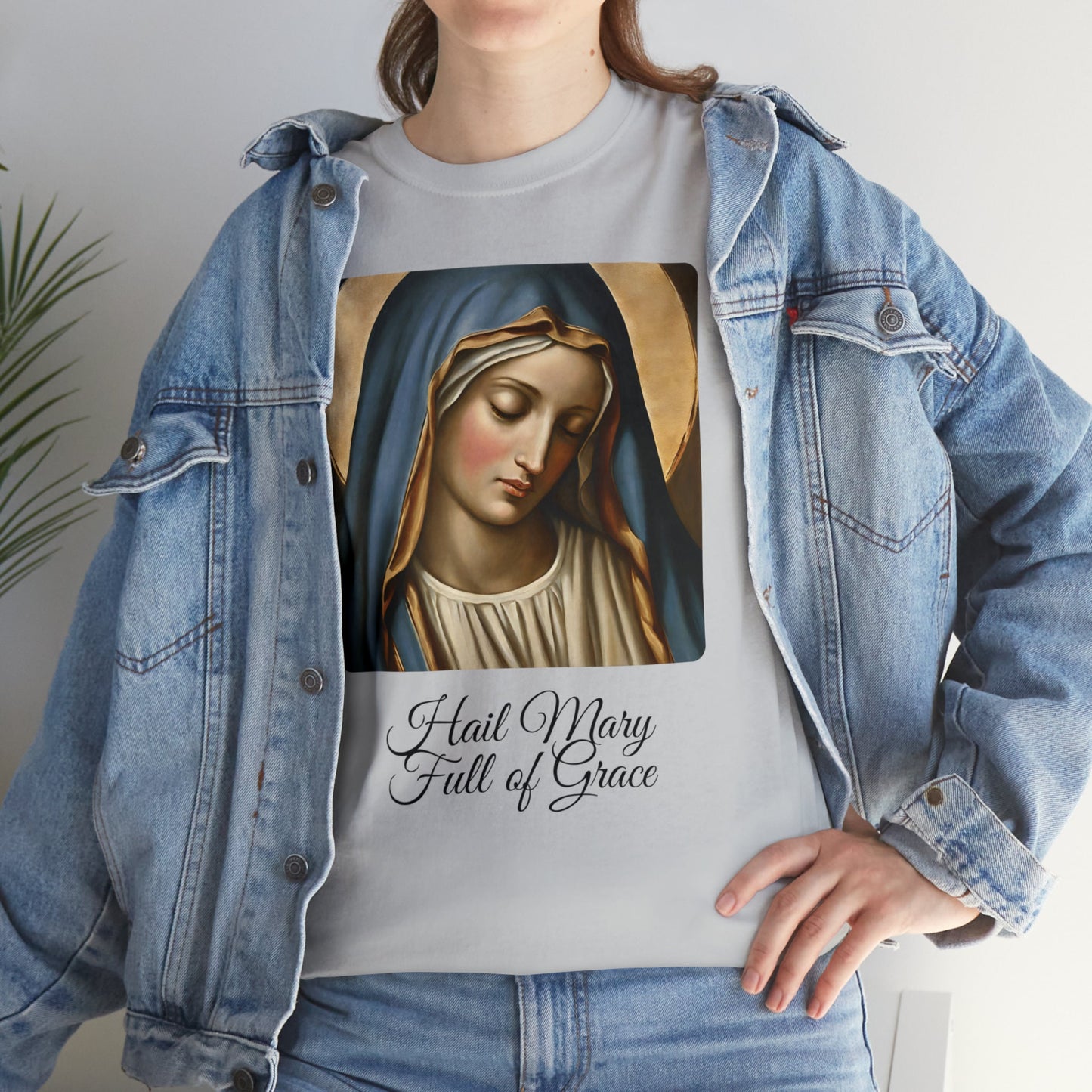 Blessed Virgin Mary Cotton Tee, Comfort Color Lightweight T-Shirt, Regular Round Neck T-Shirt, T-Shirt for Unisex, Short Sleeve TShirt