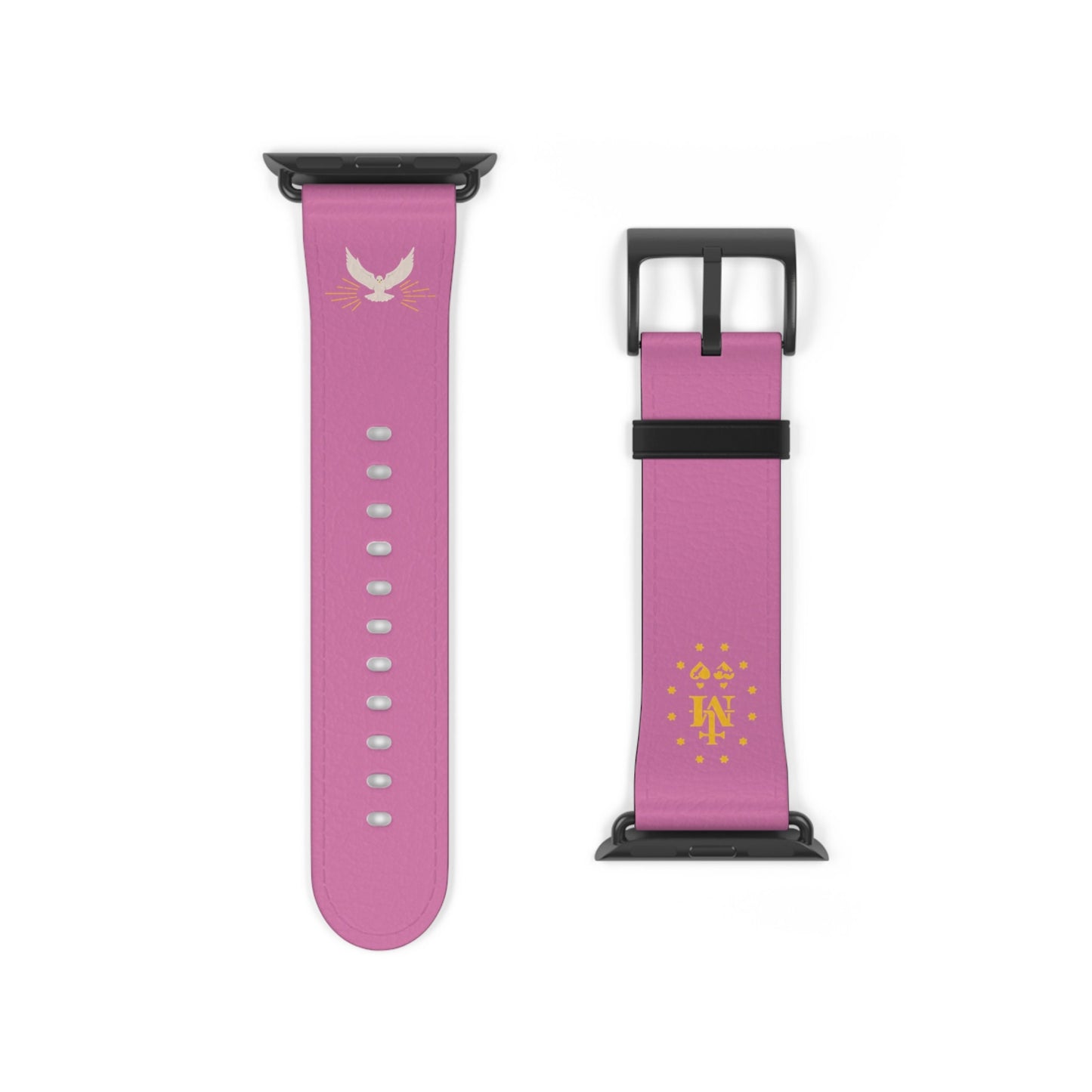 Pink Miraculous Medal AppleWatch Band Series 9/8/7/6/5/4/3/2/1/SE/Ultra, Apple WatchBand 38mm, Apple WatchBand 42mm, Catholic Gift