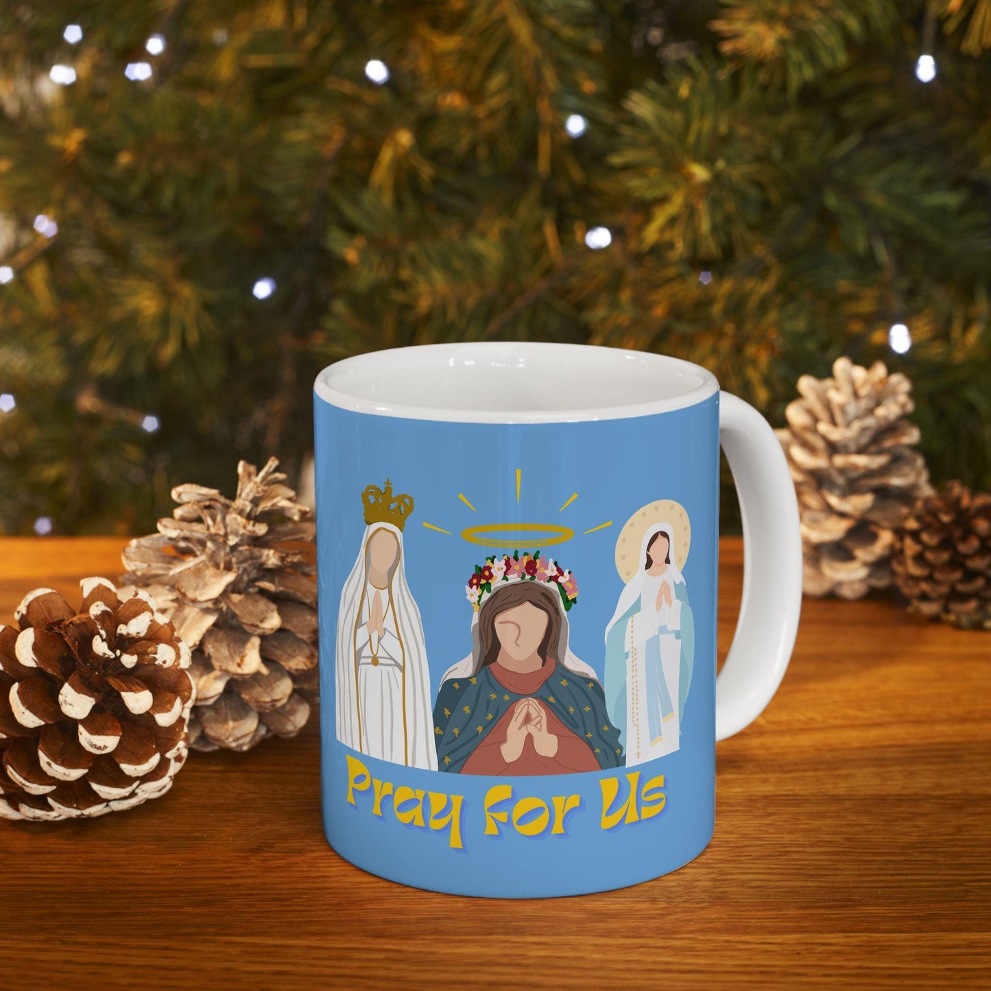 Virgin Mary Catholic Mug, Marian Tea Cup, Catholic Miraculous Medal Drinkware, Saint Coffee Mug, Catholic Gift, Blessed Mother Religious Mug