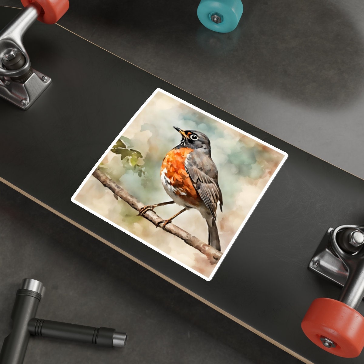 American Robin Water Resistant Sticker, Durable and Weatherproof Sticker, Handmade Bird Sticker, Best Matte Finish Sticker, Bird Stickers