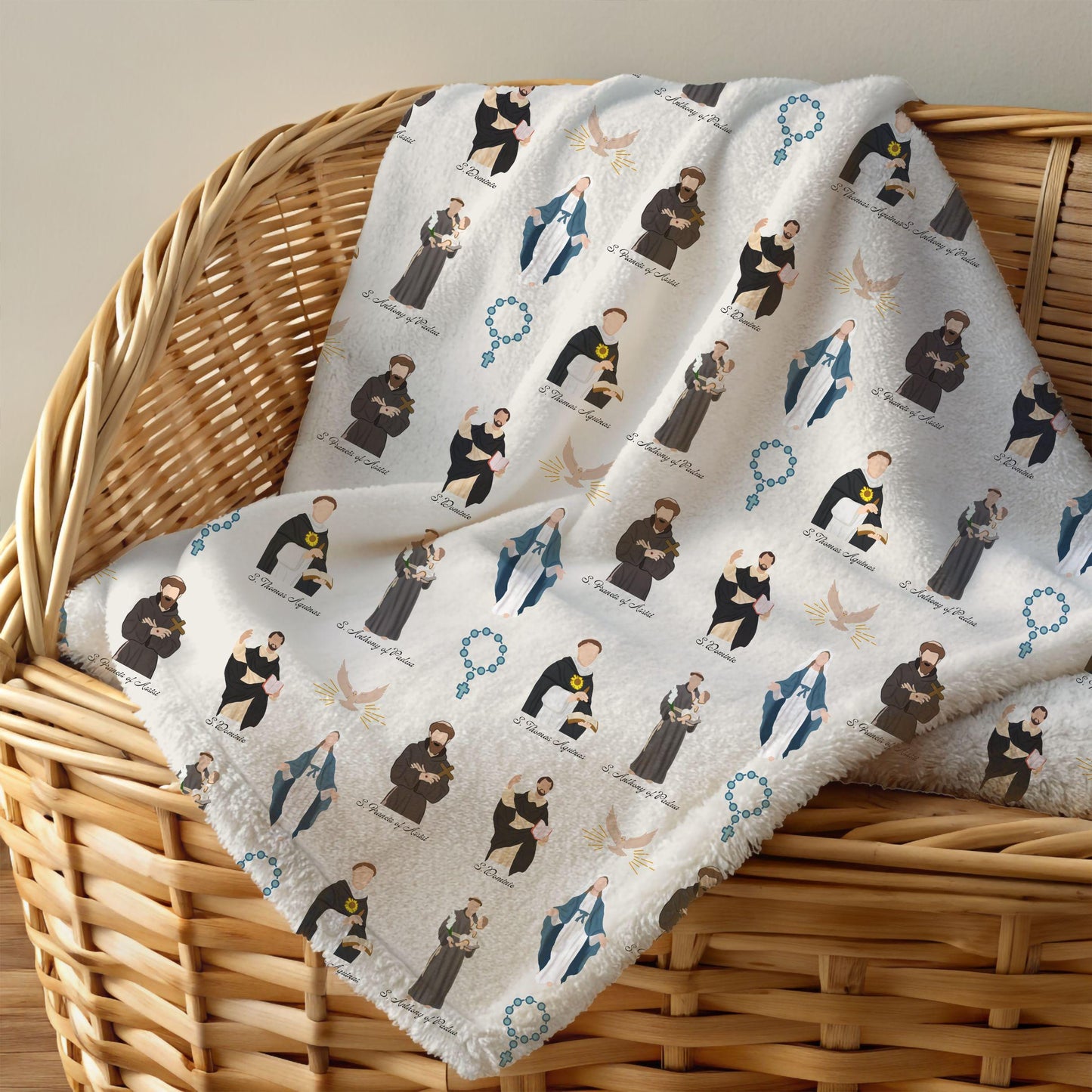 Catholic Saints Blanket, Soft Winter Throw, Cozy Saints Blanket, Catholic Gift for Kids, Super Soft Blanket, Velveteen Blanket for Mom