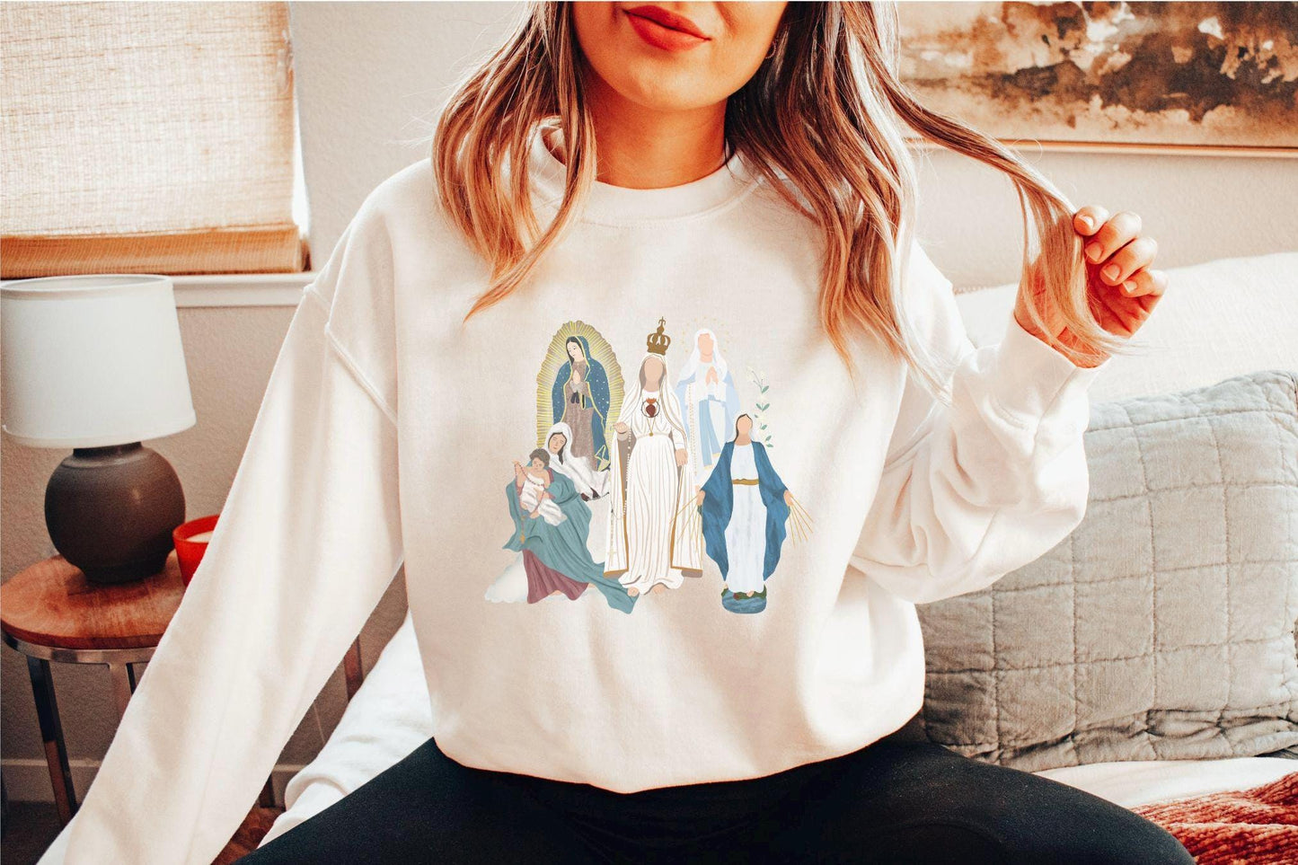 Blessed Virgin Mary Sweatshirt, Our Lady of Fatima, Our Lady of Guadalupe, Religious Catholic Gift, Marian Apparitions Sweater