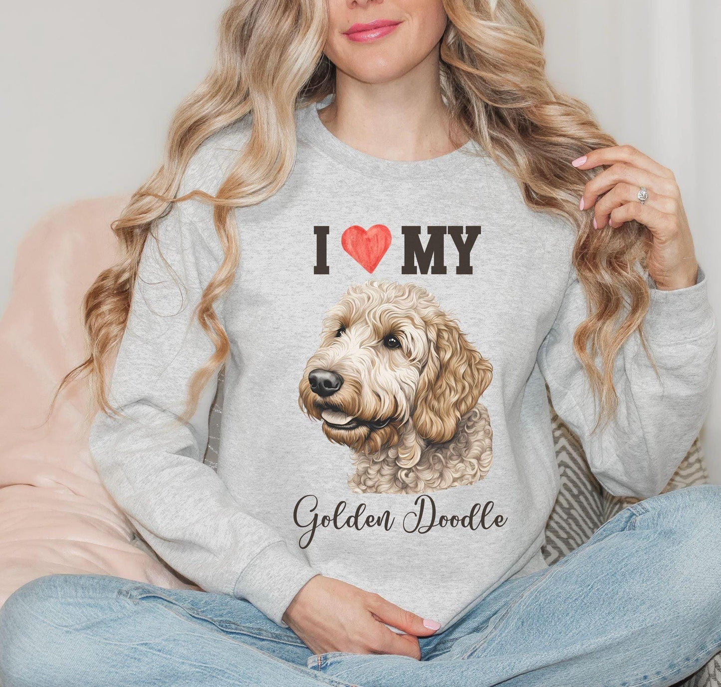 Golden Doodle Sweatshirt, I Love My Golden Doodle - Unisex Sweatshirt, Dog Lover Gift, Pet Owner Apparel, Cute Puppy Sweatshirt, Animal
