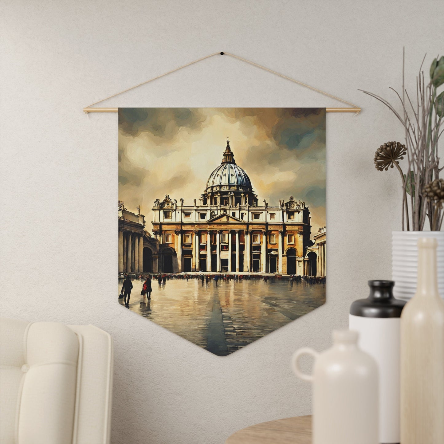 Saint Peter's Basilica Pennant, Wall Pennant for Living Room, Handcrafted Wall Banner, Kids Room Wall Decor, Wall Hanging, Housewarming Gift