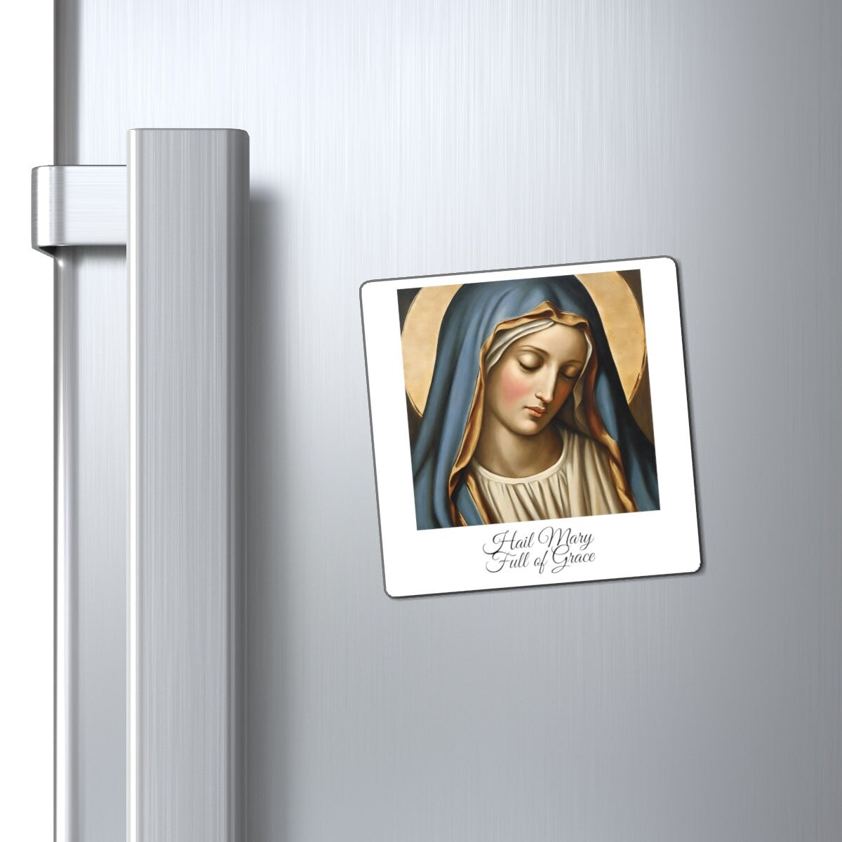 Virgin Mary Fridge Magnet, Catholic Home Decor, Marian Refridgerator Magnet, Hail Mary Full of Grace