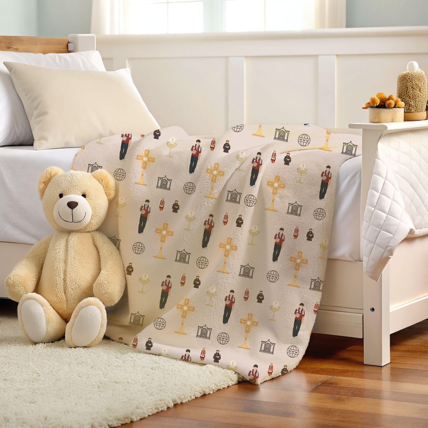 Blessed Carlo Acutis Blanket, Soft Winter Throw, Cozy Saints Blanket, Gift for Catholic Kids, Infant Wrap, Toddler Blanket