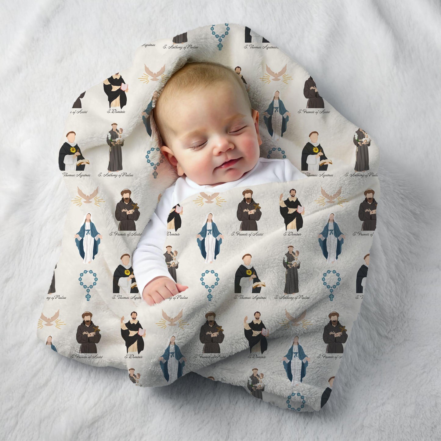 Catholic Saints Blanket, Soft Winter Throw, Cozy Saints Blanket, Catholic Gift for Kids, Super Soft Blanket, Velveteen Blanket for Mom