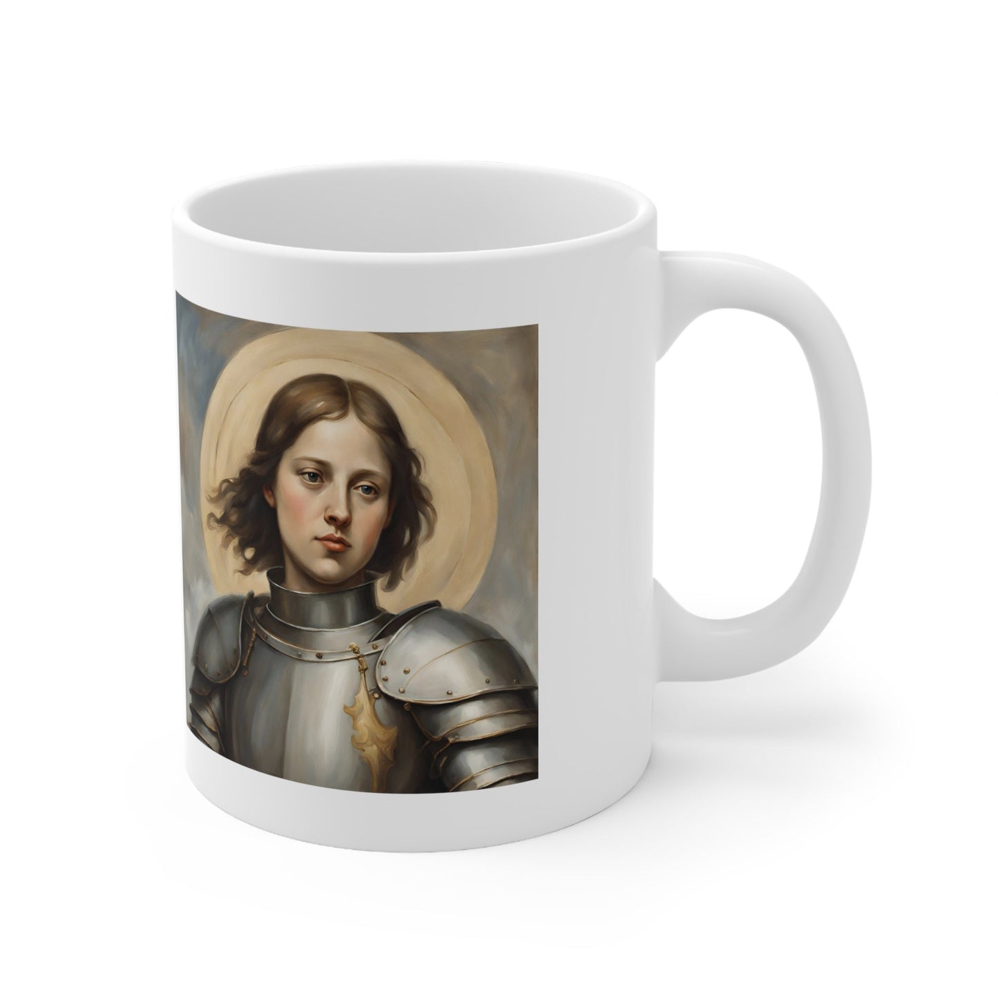 Saint Joan of Arc Coffee Mug, Premium Quality 11oz Coffee Cup, Unique Ceramic Coffee Cup, White Glossy Coffee Mug, Favorite Coffee Mug