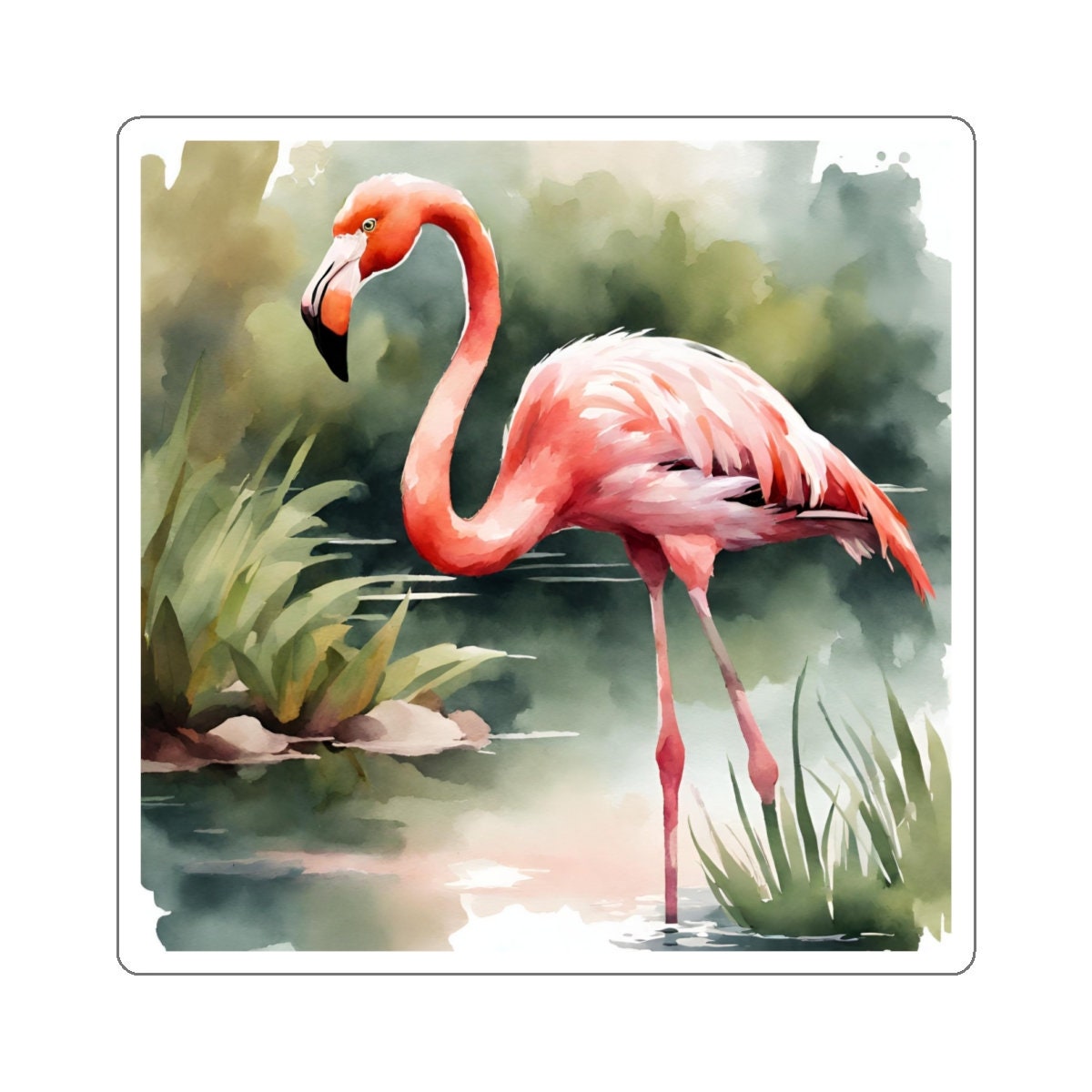 Flamingo Water Resistant Sticker, Vinyl Sticker, Animal Stickers, Cute Stickers, Matte Finish, Bird Stickers, Feathery Friends
