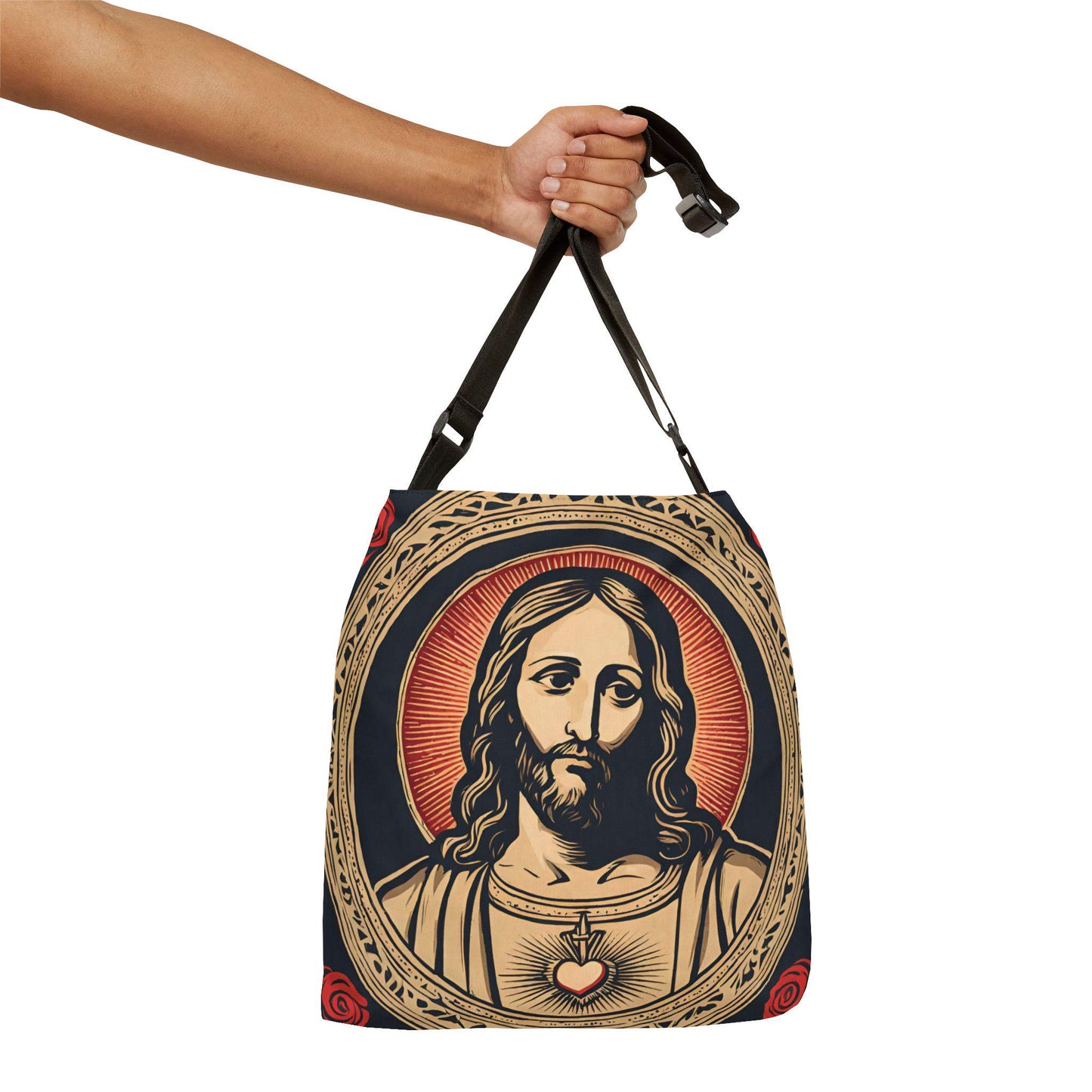 Catholic Tote Bag, Sacred Heart of Jesus Shoulder Bag, Traditional Catholic Market Bag, Jesus Beach Tote, Shopping Bag, Catholic School Kids