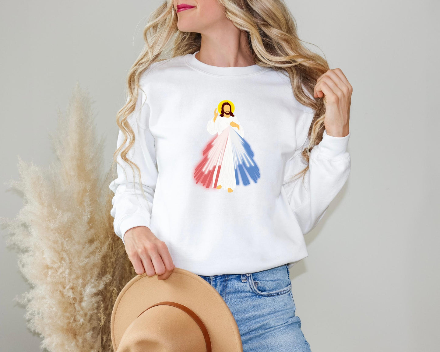 Catholic Divine Mercy Sweatshirt, Jesus I Trust in You Jumper, Catholic Crewneck, Unisex Christian Pullover, Catholic Gifts