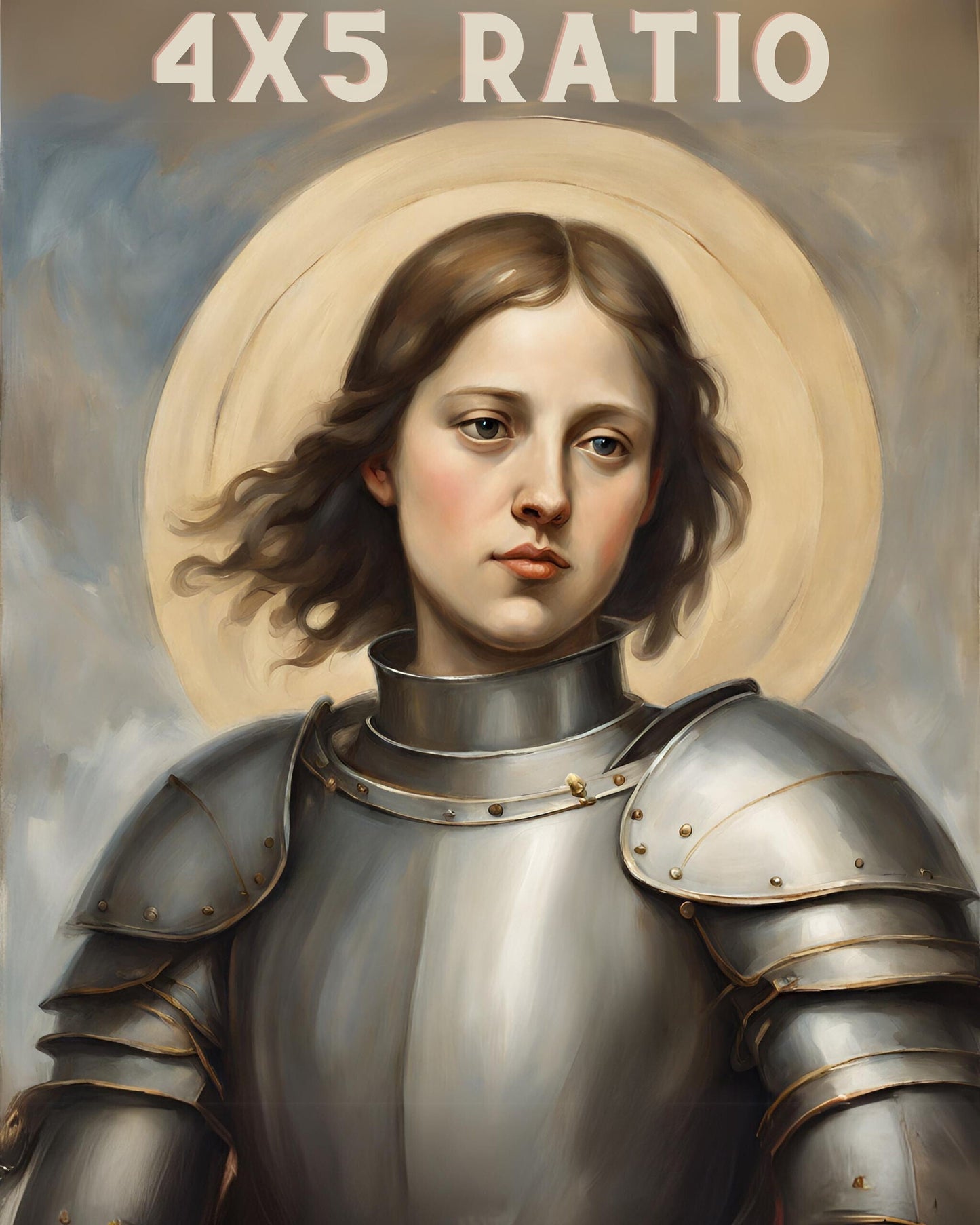 Saint Joan of Arc Exquisite Portrait, Digital Download, Oil Painting-Style, Instant Download, Printable Catholic Art, St Joan of Arc Art