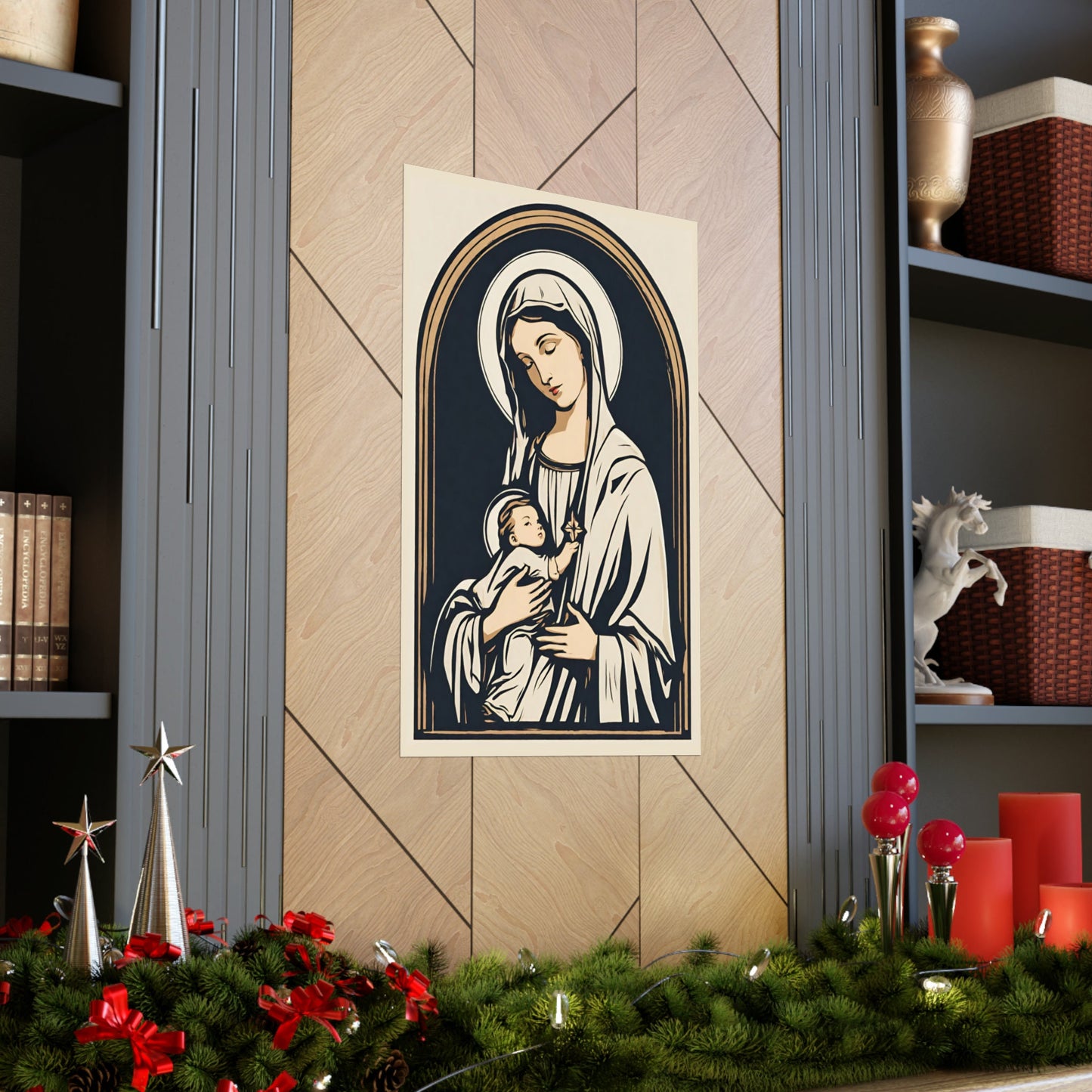 Vintage Mother of God Poster, Blessed Virgin and Child Art, Retro Catholic Art, Premium Wall Art, Vintage Catholic Gifts