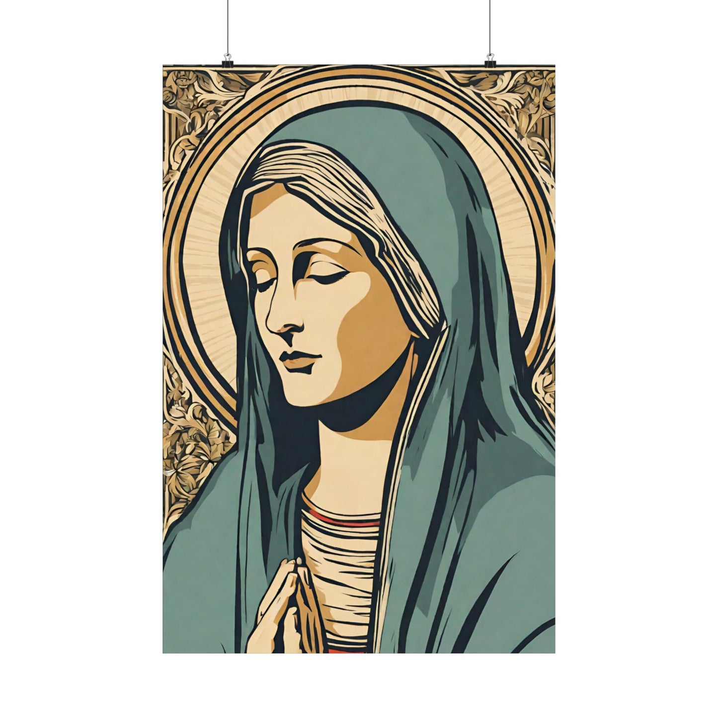Vintage Virgin Mary Poster, Blessed Virgin Mary Art, Retro Catholic Art, Premium Wall Art, Vintage Catholic Gifts