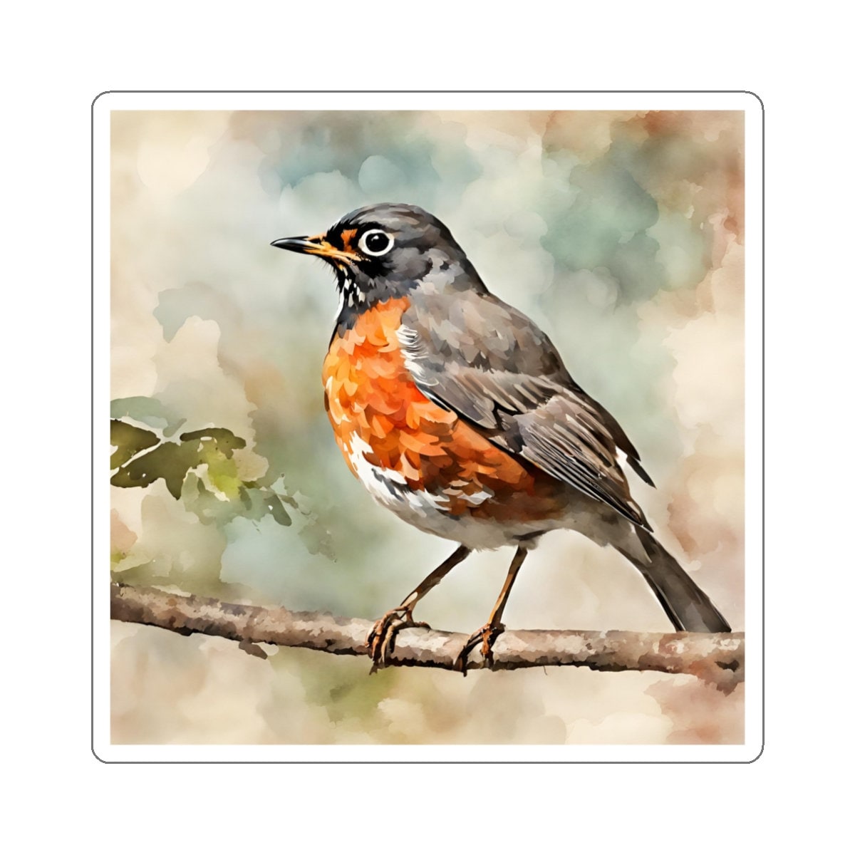 American Robin Water Resistant Sticker, Durable and Weatherproof Sticker, Handmade Bird Sticker, Best Matte Finish Sticker, Bird Stickers