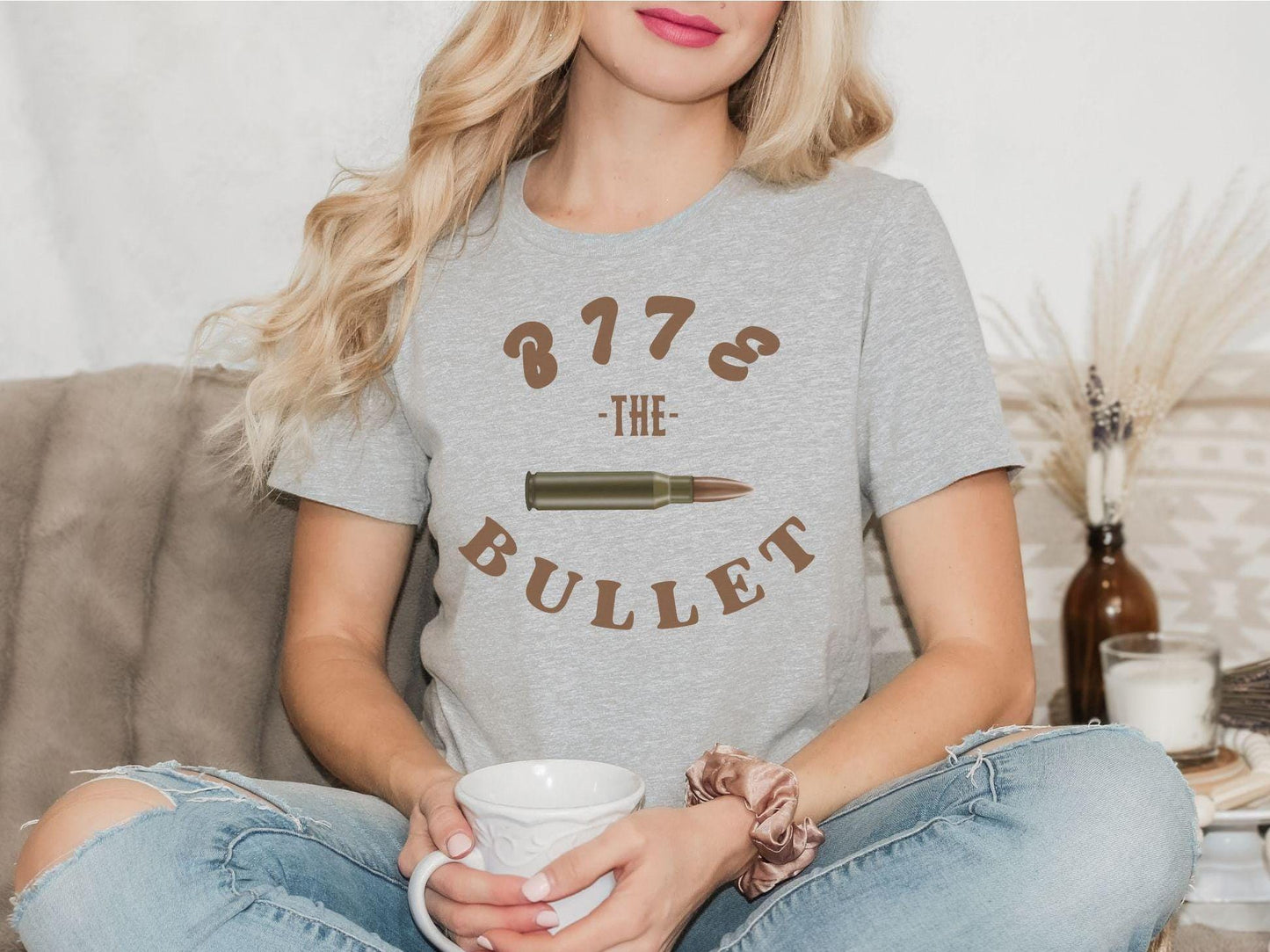 Bite the Bullet Unisex Tee, Funny Graphic Shirt, Humorous Sarcastic Bullet Pun Top, Joke Tee, Hilarious Gift Shirt, Casual Tee