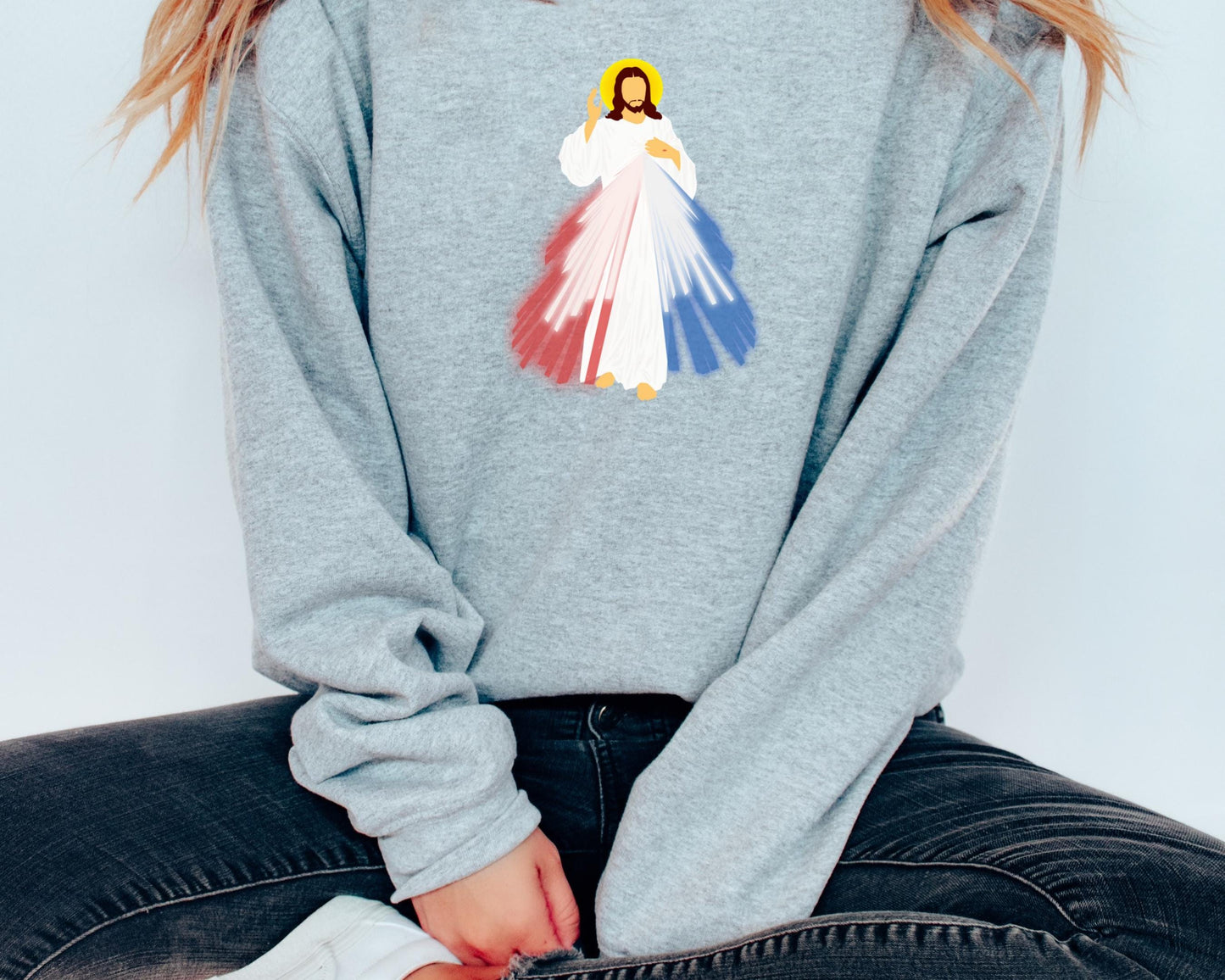 Catholic Divine Mercy Sweatshirt, Jesus I Trust in You Jumper, Catholic Crewneck, Unisex Christian Pullover, Catholic Gifts