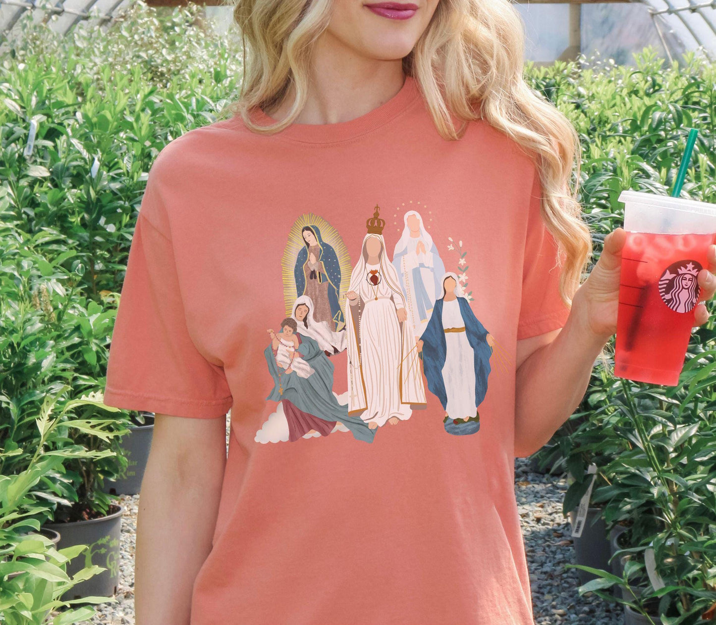 Virgin Mary Catholic T-Shirt, Comfort Colors Tee, Catholic Women Gifts, Marian Catholic T Shirt, Blessed Mother Top, Our Lady of Guadalupe