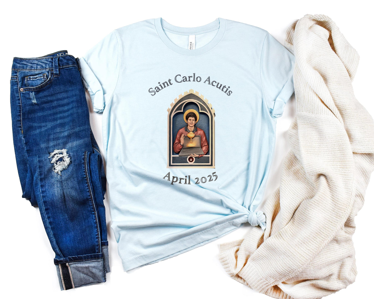 Saint Carlo Acutis T Shirt - Unisex Tee for Catholic Youth, Gift for Catholic Kids, Catholic Clothing, Memorial Shirt, Canonization Apparel