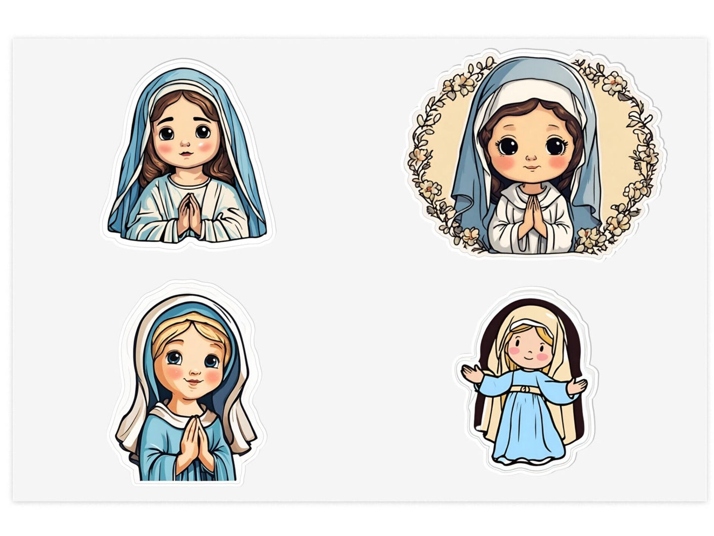 Set of 4 Virgin Mary Vinyl Stickers, Catholic Sticker Sheet for Kids, Marian Stationary, Catholic Crafts, First Communion Gifts