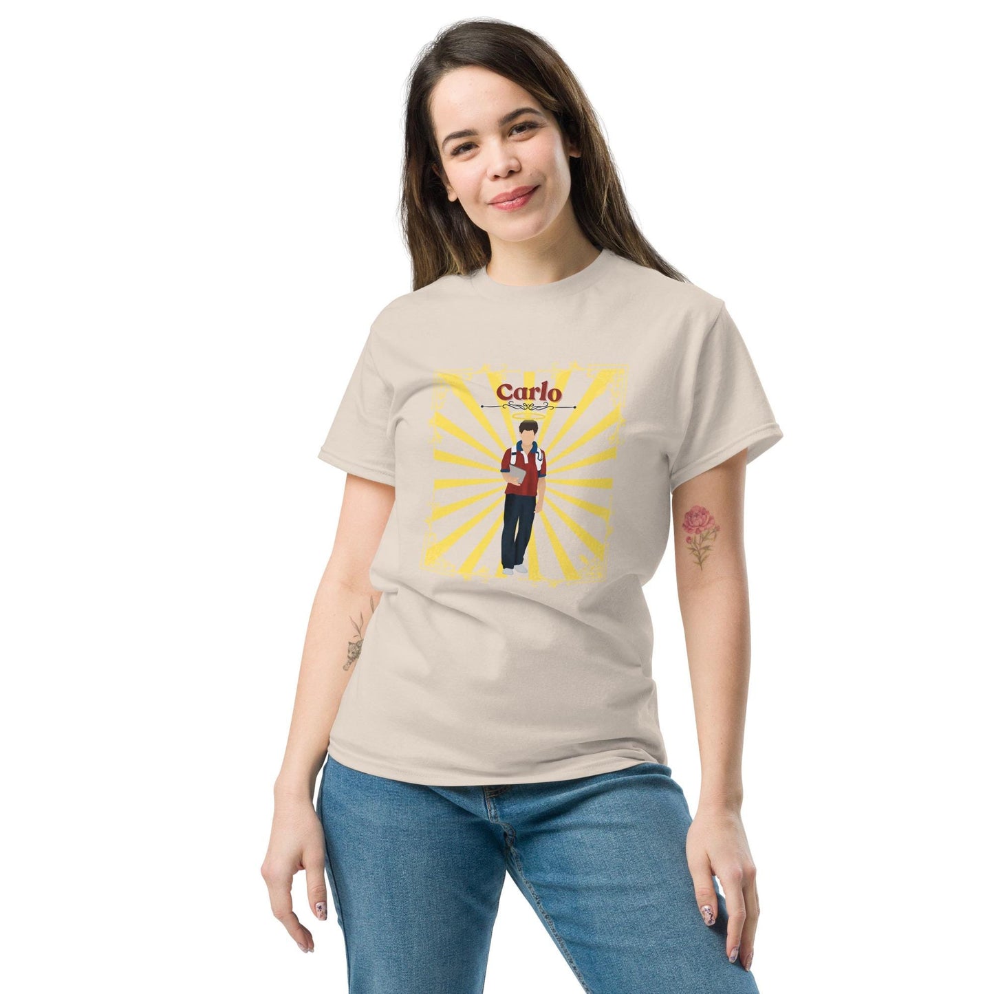 Blessed Carlo Acutis Tee, Catholic Boys T-Shirt, Catholic Women's Shirt, Saint Carlo Acutis, Gift for Catholic Kids, Wives, Husbands