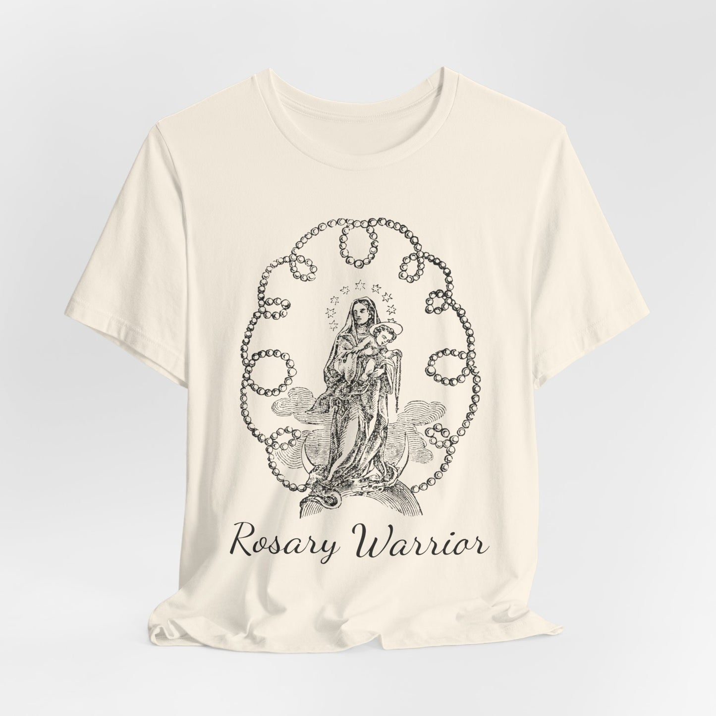 Rosary Warrior Tee, Our Lady of the Rosary T-Shirt, Holy Rosary Top, Comfy T Shirt, Catholic Gifts