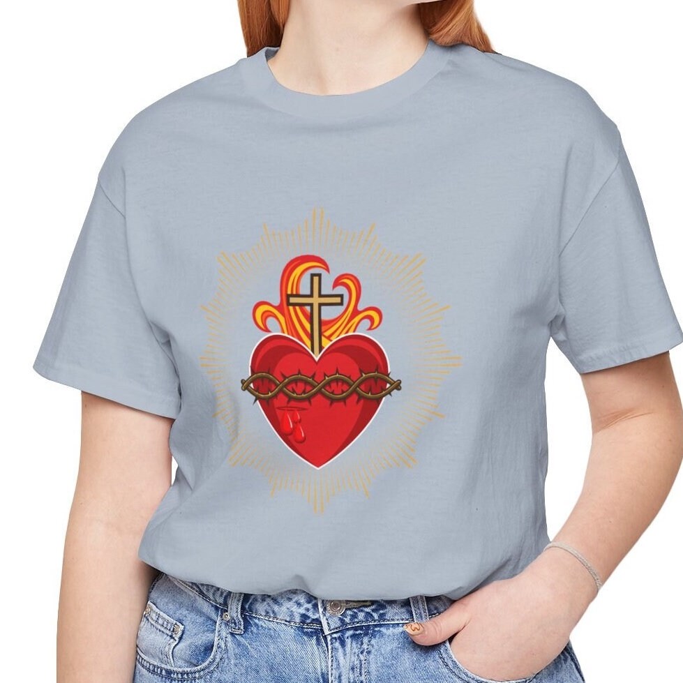 Catholic Sacred Heart of Jesus Tee, Sacred Heart T-Shirt, Sacred Heart Top, Comfy T Shirt, Catholic Gifts
