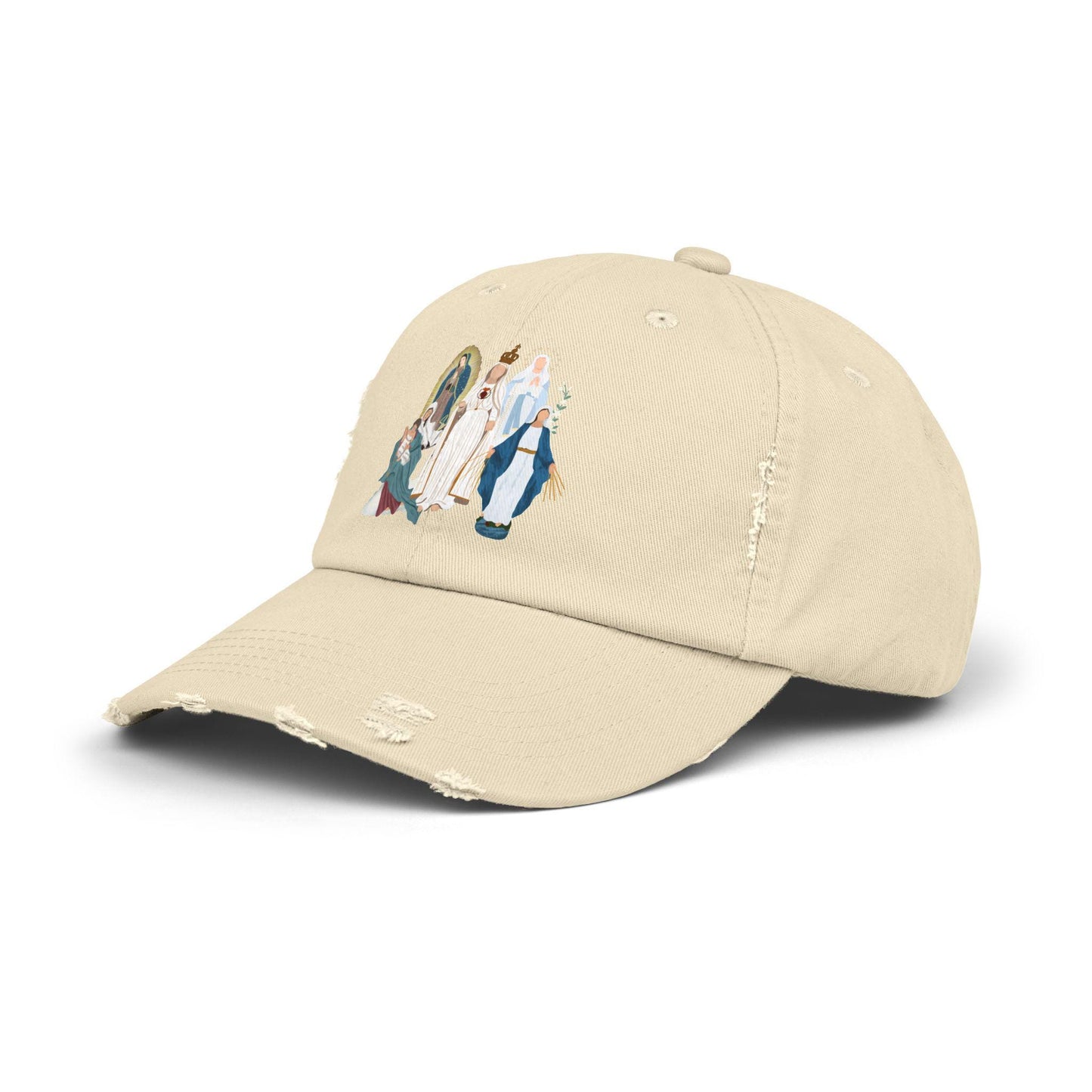 Distressed Cap, Marian Hat - Unisex Blessed Virgin Mary Headwear, Religious Baseball Cap, Christian Catholic Gift, Vintage Style Dad Hat