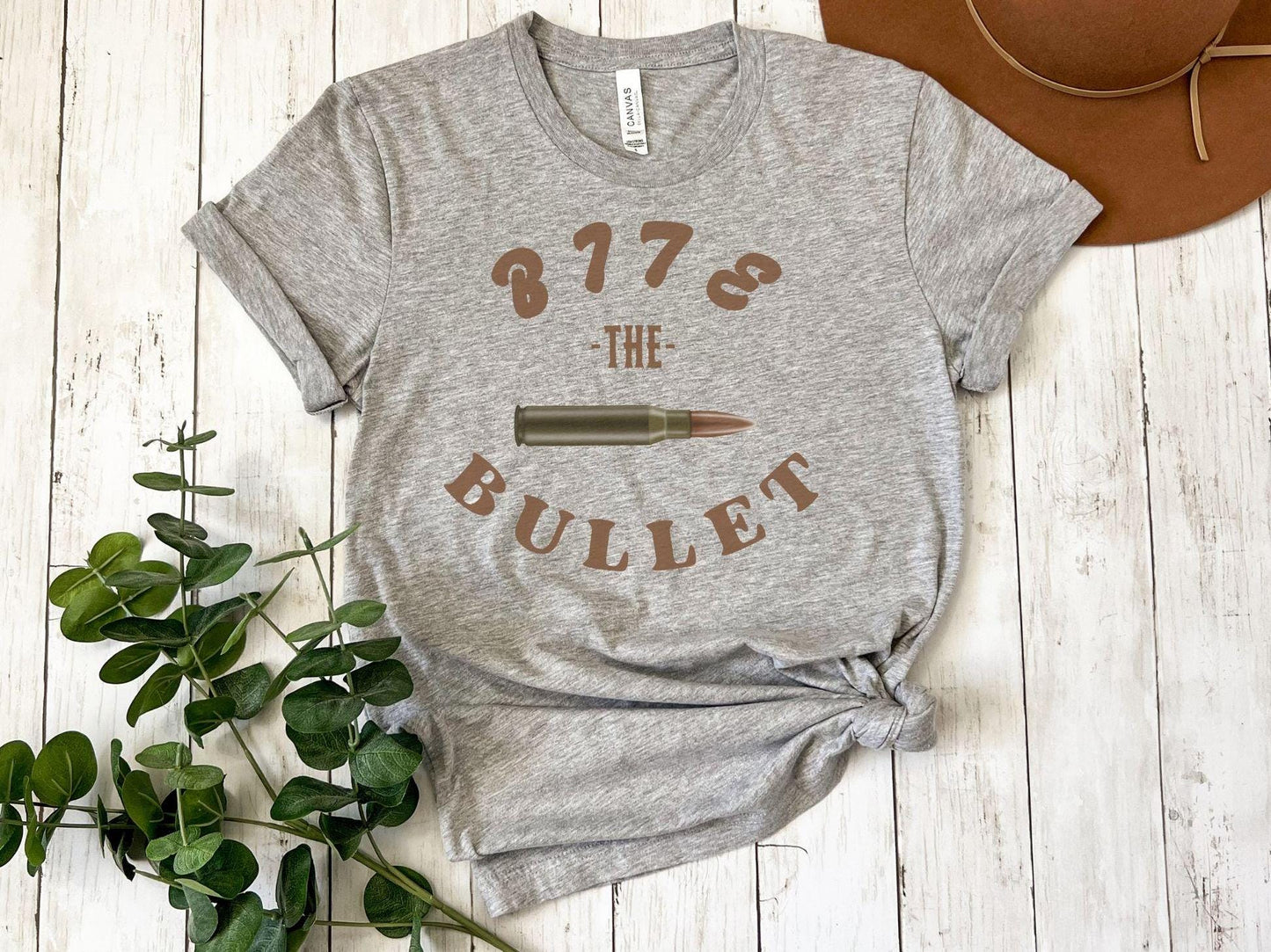 Bite the Bullet Unisex Tee, Funny Graphic Shirt, Humorous Sarcastic Bullet Pun Top, Joke Tee, Hilarious Gift Shirt, Casual Tee