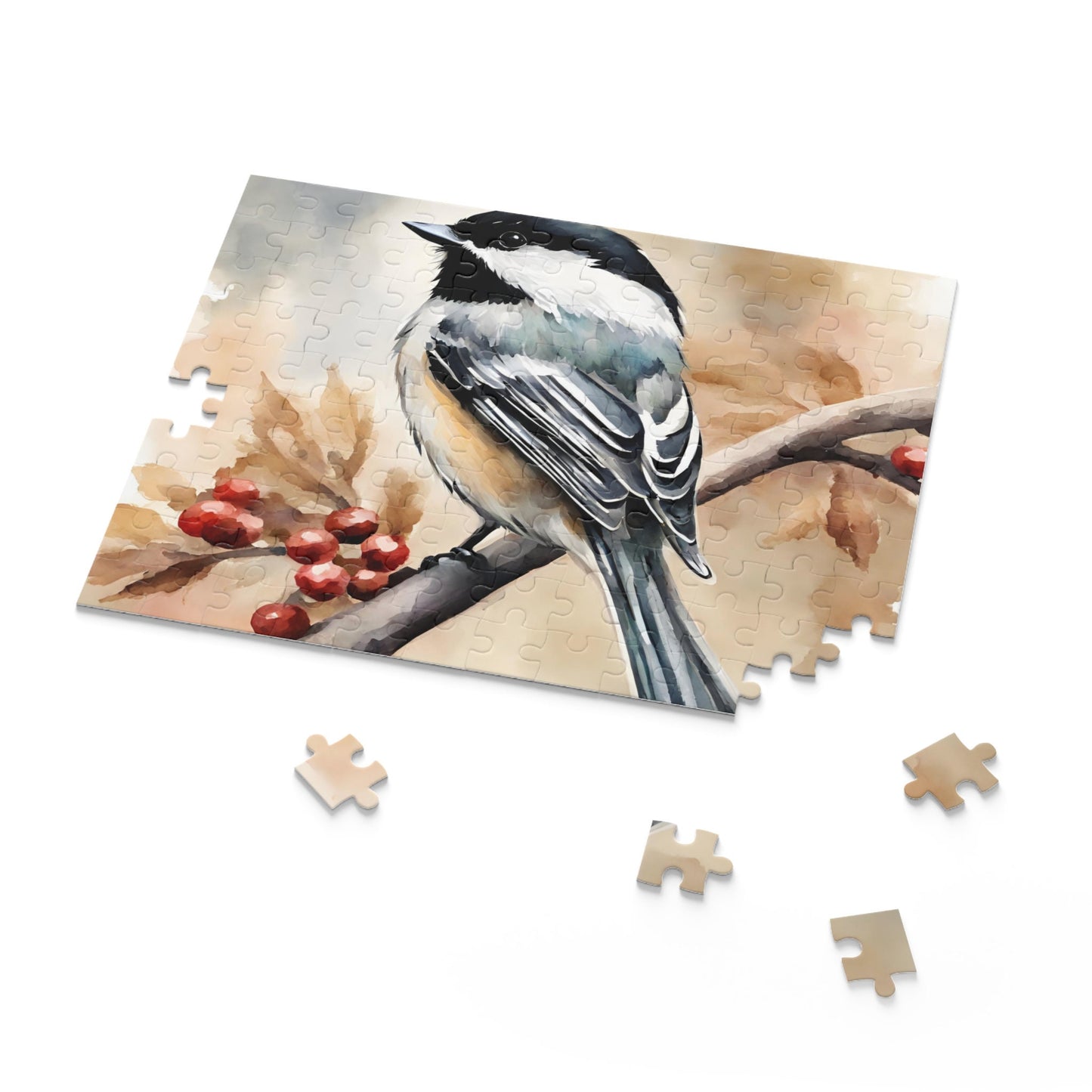 Chickadee Bird Puzzle, Whimsical Artwork for Relaxing and Entertaining Pastime, Games for Kids, Brainteasers, Family Activity