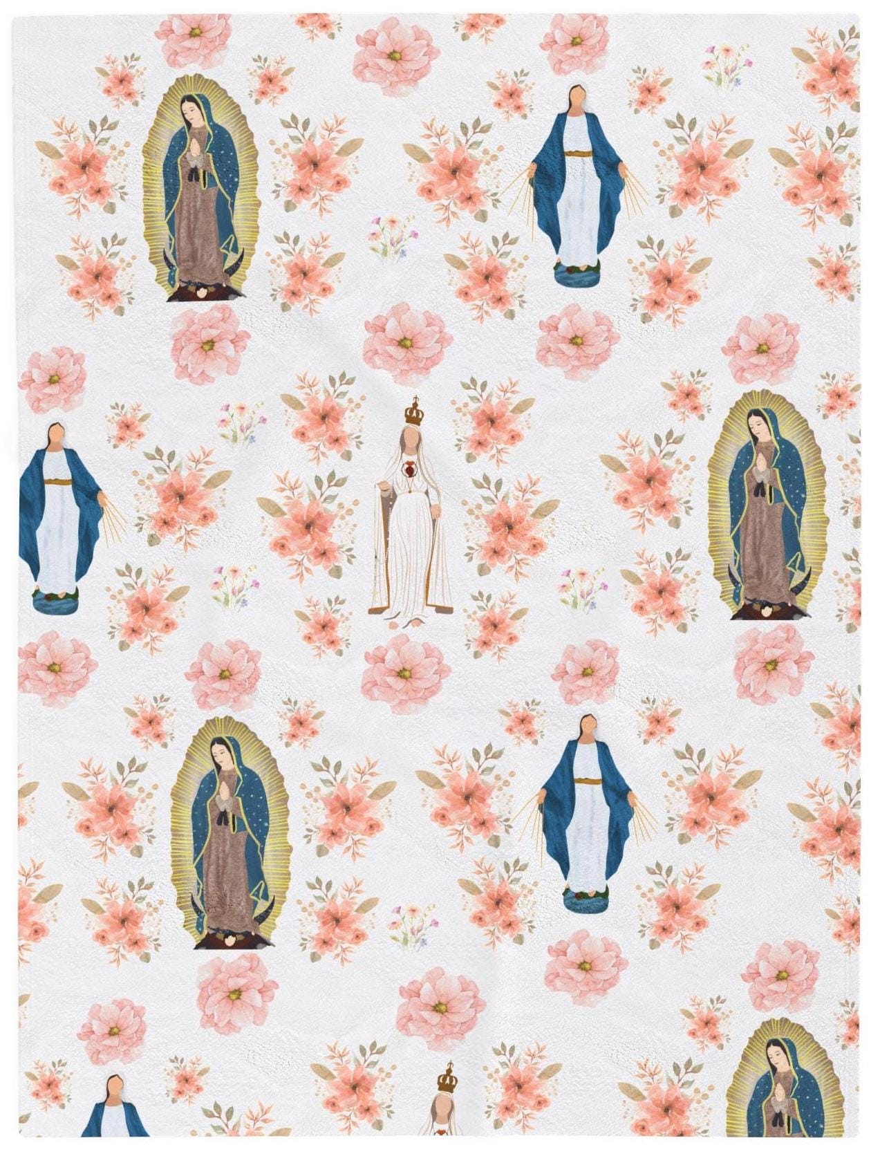 Virgin Mary Velveteen Plush Blanket, Catholic Religious Soft Throw, Our Lady of Fatima Cozy Winter Bedding, Catholic Kids Gift, Guadalupe