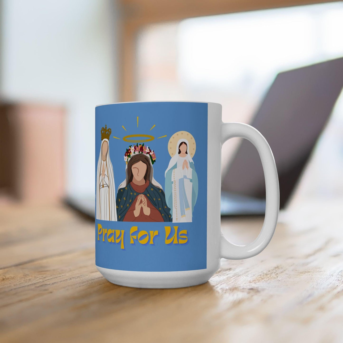 Virgin Mary Catholic Mug, Marian Tea Cup, Catholic Miraculous Medal Drinkware, Saint Coffee Mug, Catholic Gift, Blessed Mother Religious Mug