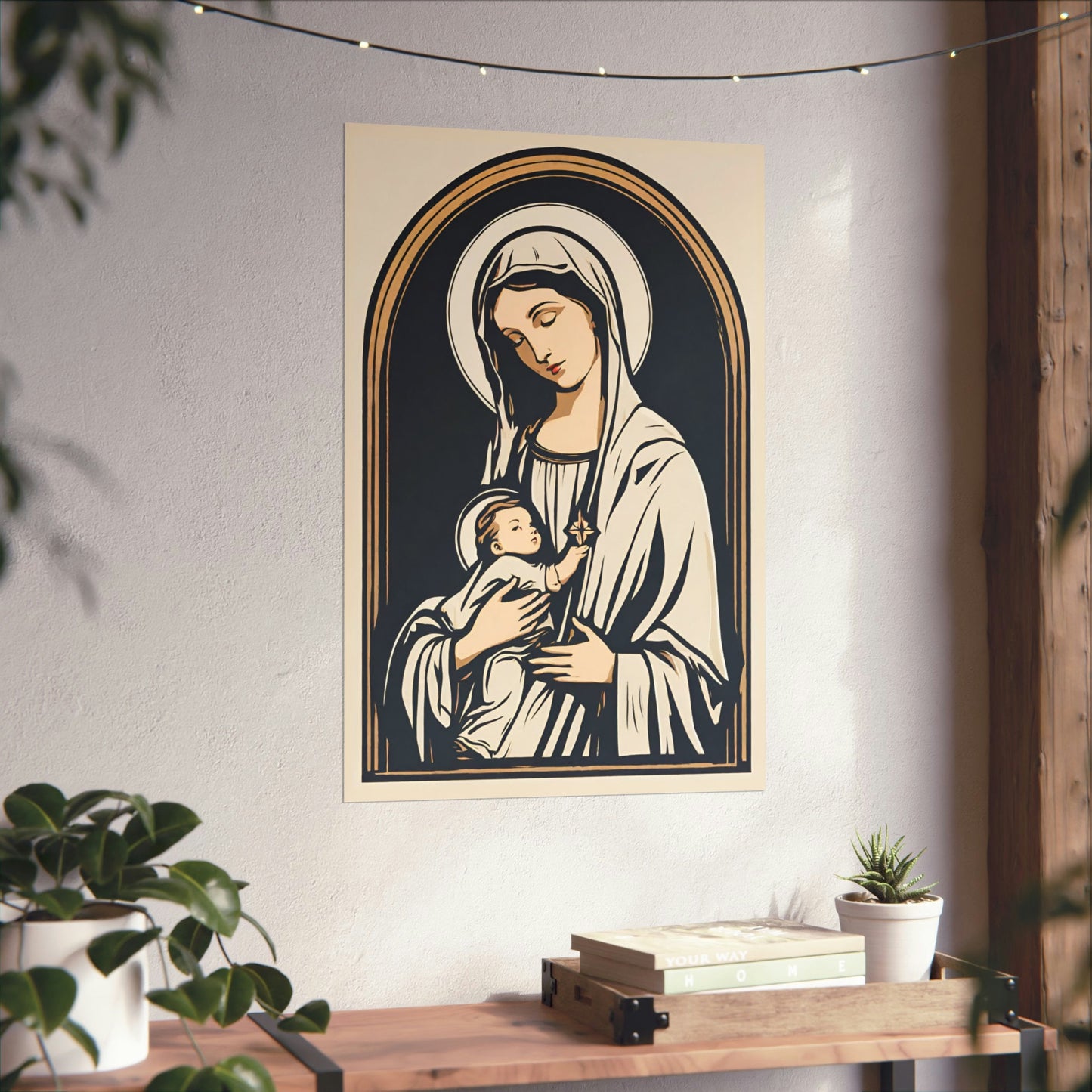 Vintage Mother of God Poster, Blessed Virgin and Child Art, Retro Catholic Art, Premium Wall Art, Vintage Catholic Gifts