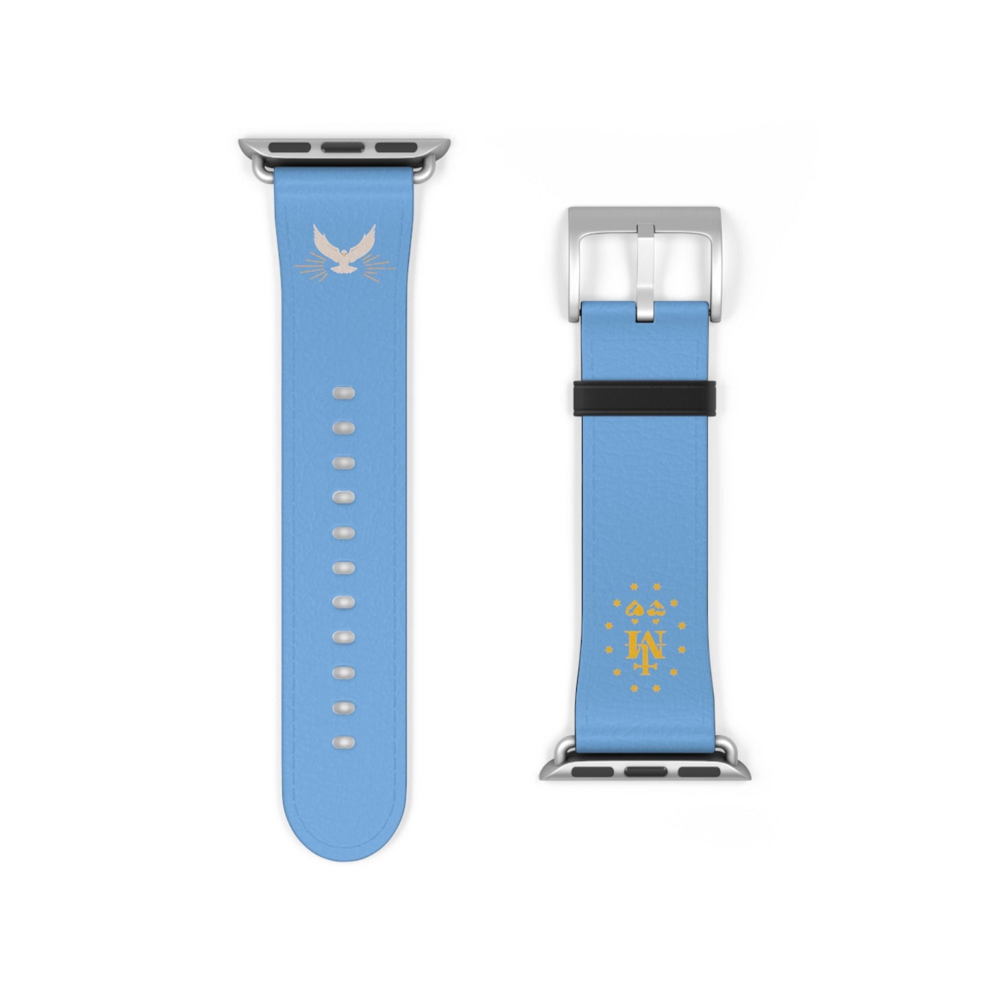 Light Blue Miraculous Medal AppleWatch Band Series 9/8/7/6/5/4/3/2/1/SE/Ultra, Apple WatchBand 38mm, Apple WatchBand 42mm, Catholic Gift