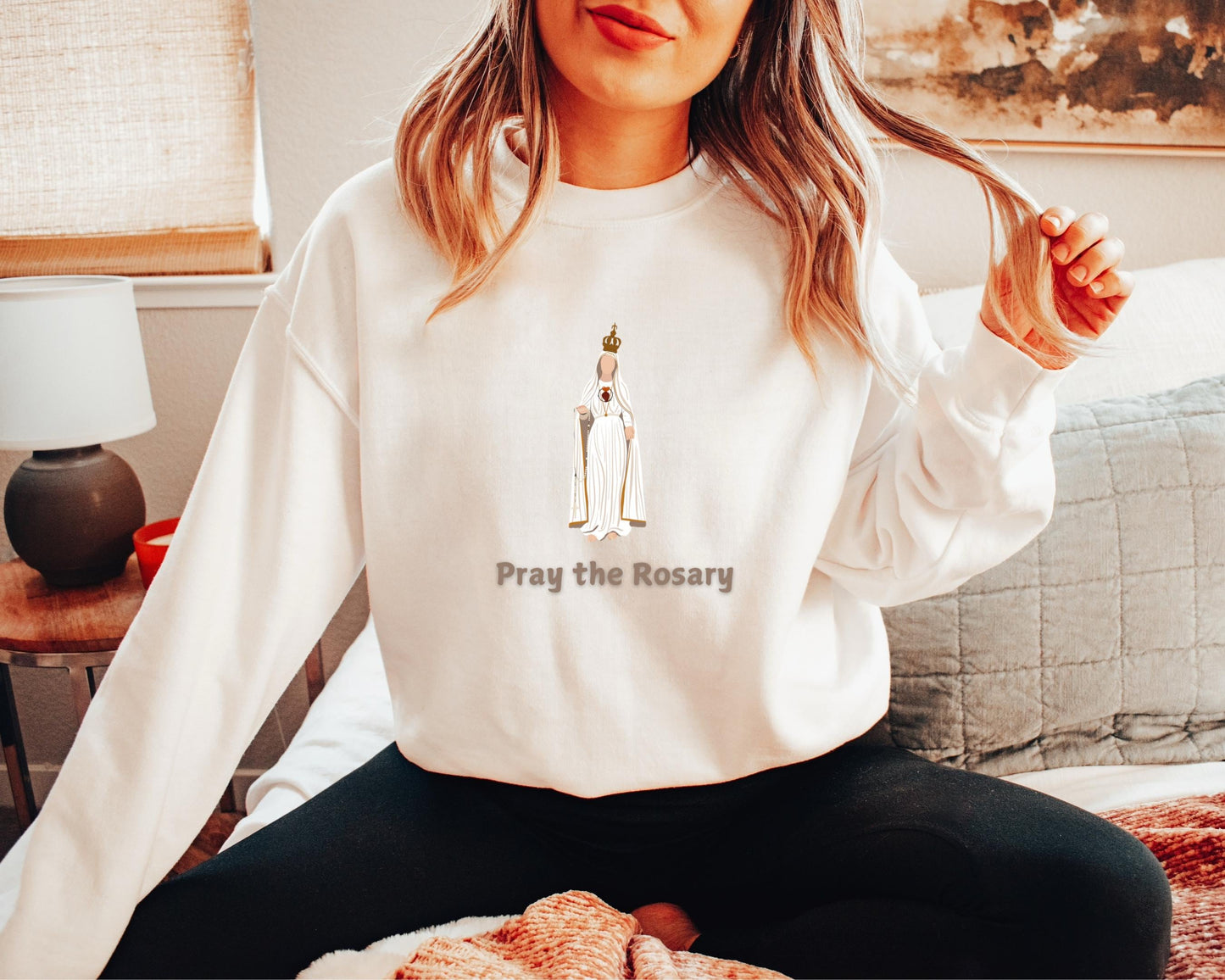 Our Lady of Fatima Sweatshirt, Catholic Sweatshirt, Religious Apparel, Pray The Rosary Jumper, Catholic Gift, Traditional Catholic Wear