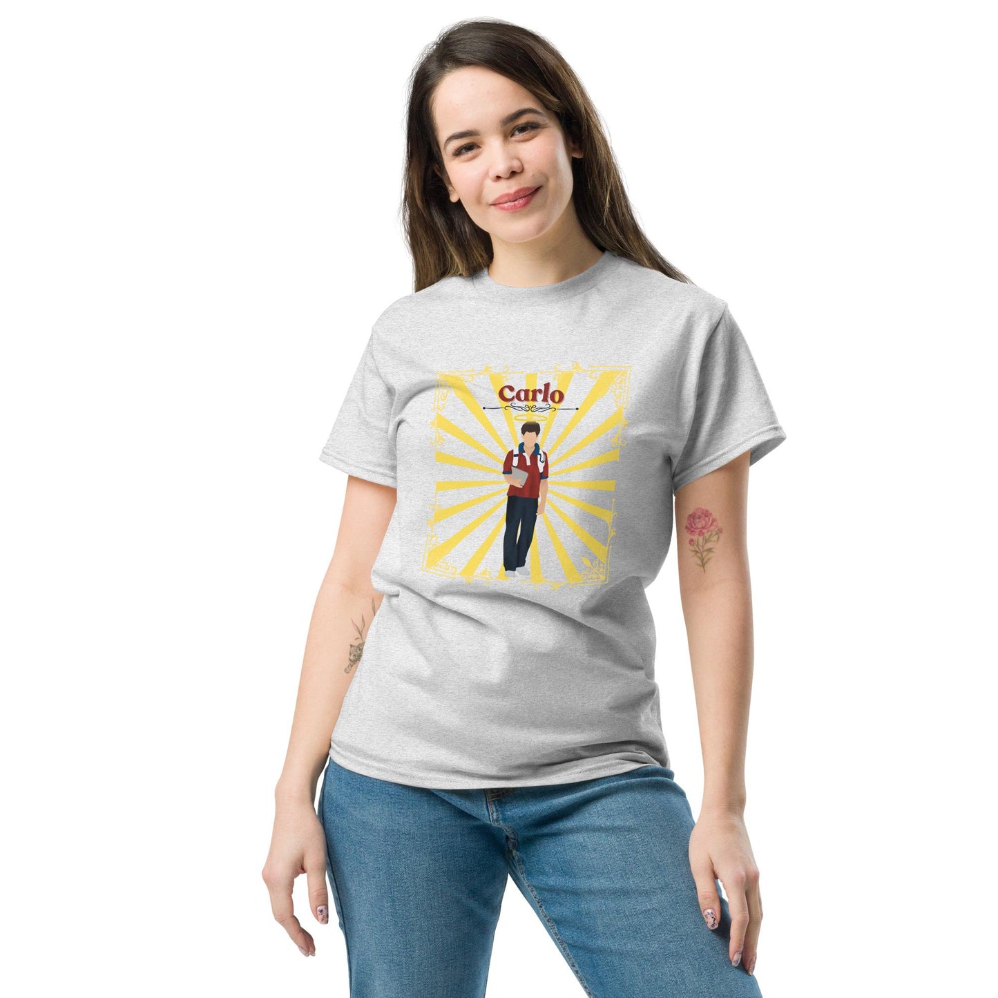 Blessed Carlo Acutis Tee, Catholic Boys T-Shirt, Catholic Women's Shirt, Saint Carlo Acutis, Gift for Catholic Kids, Wives, Husbands