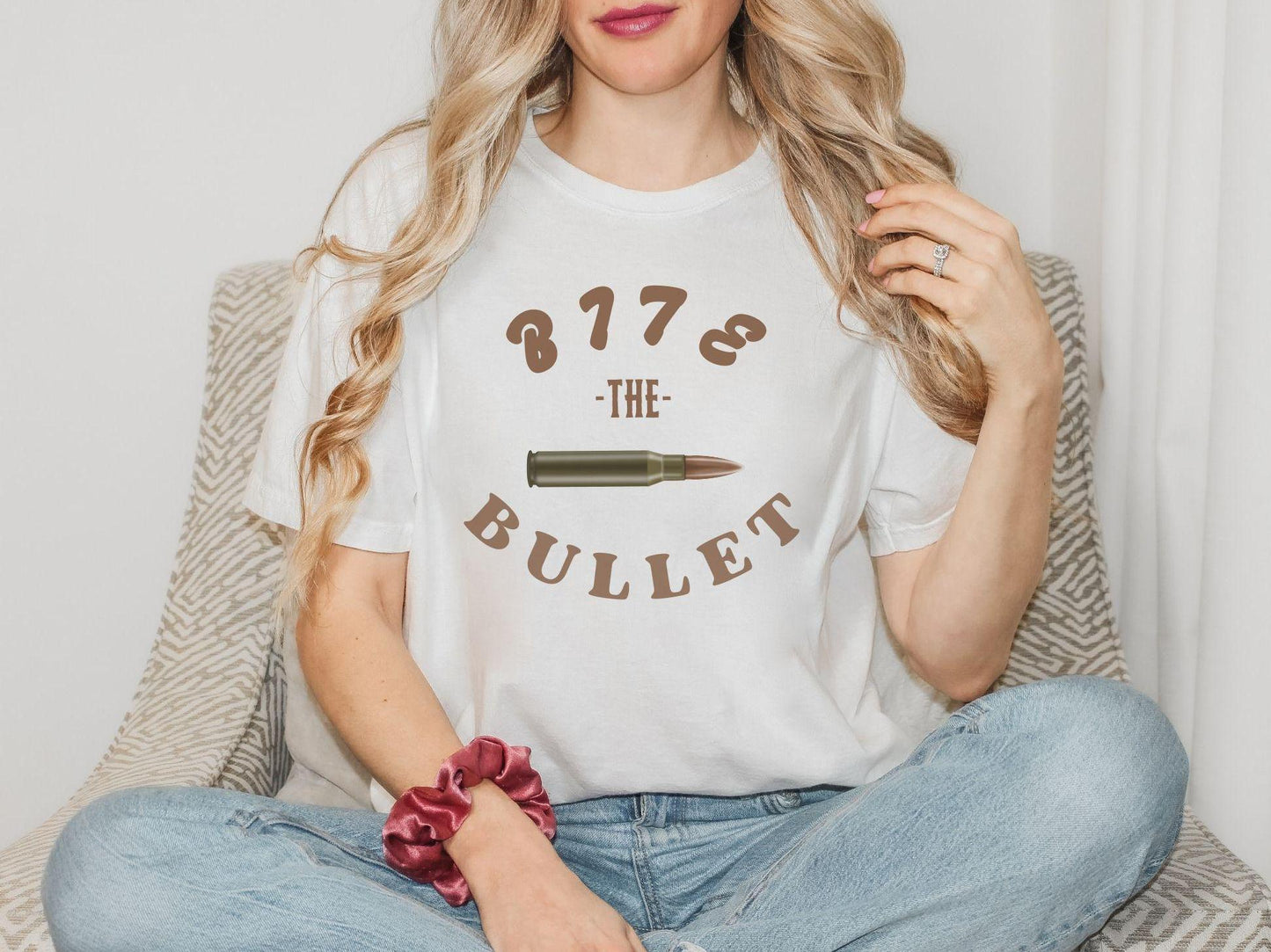 Bite the Bullet Unisex Tee, Funny Graphic Shirt, Humorous Sarcastic Bullet Pun Top, Joke Tee, Hilarious Gift Shirt, Casual Tee