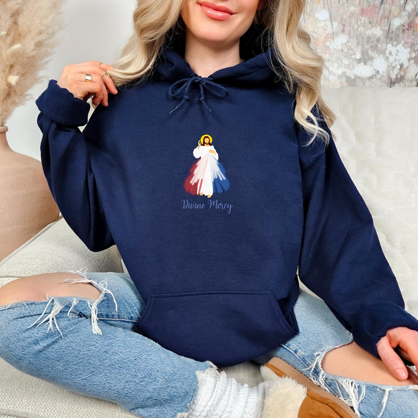 Catholic Divine Mercy Hoodie, Unisex Pullover, Jesus I Trust in You Jumper, Catholic Gifts, Hooded Sweatshirt