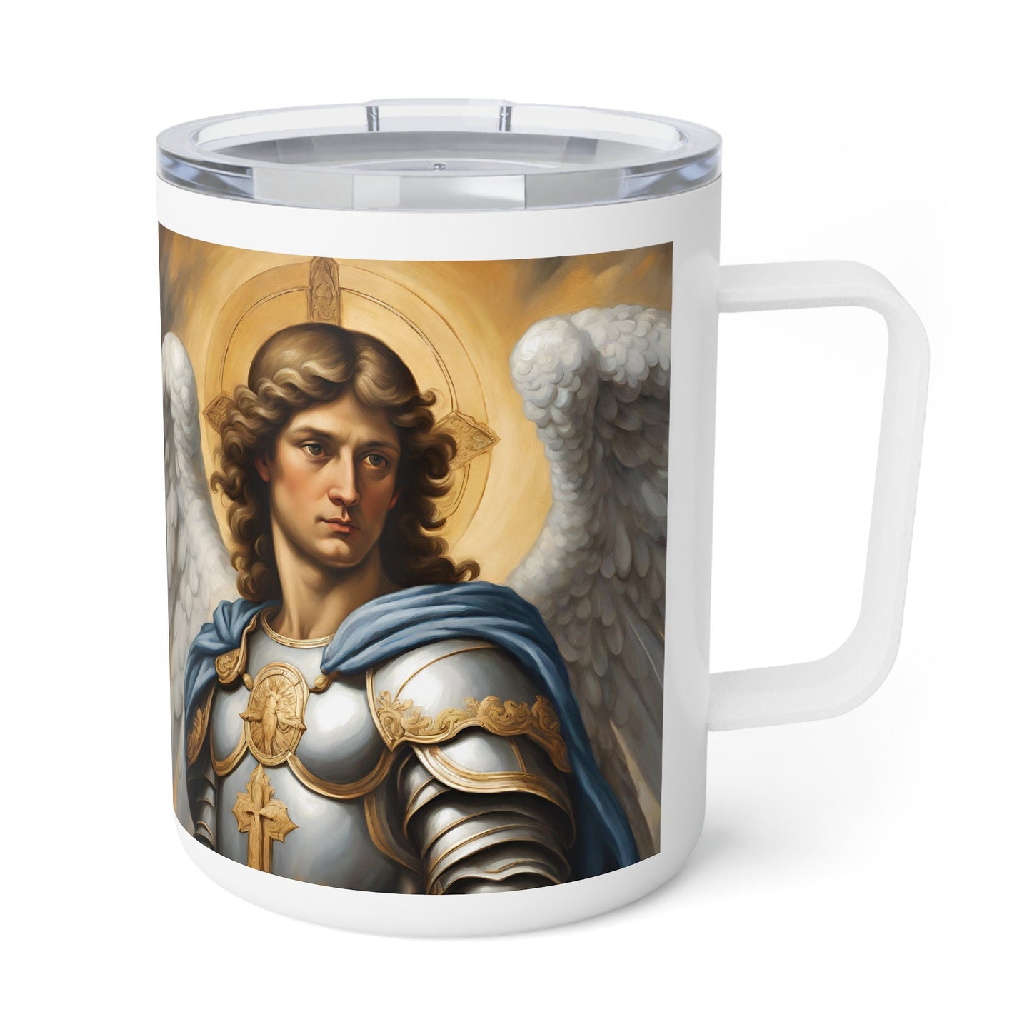 Saint Michael the Archangel Insulated Coffee Mug | 10oz | Snap-on Lid