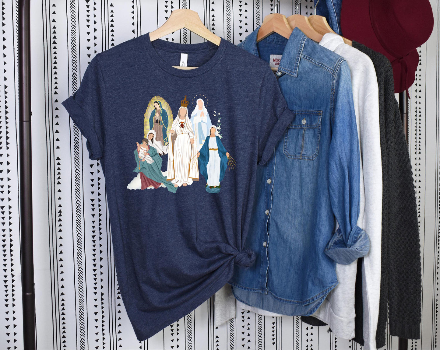 Blessed Virgin Mary Tee, Marian Medley T-Shirt, Our Lady of Fatima Top, Our Lady of Guadalupe Comfy T Shirt, Catholic Gifts